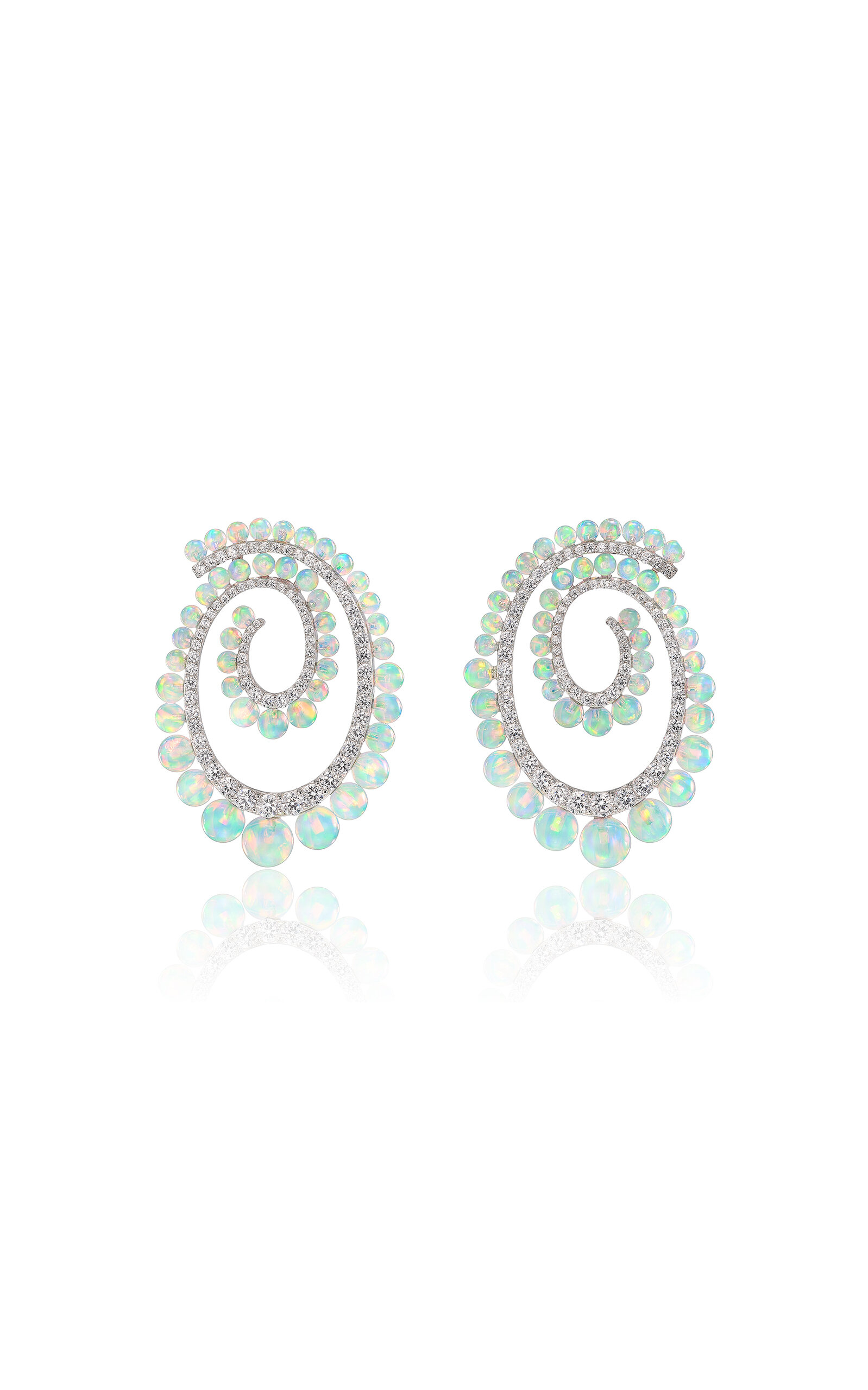 Anabela Chan Rhodium Vermeil Petite Sky Opal Vortex Hoop Earrings In Blue