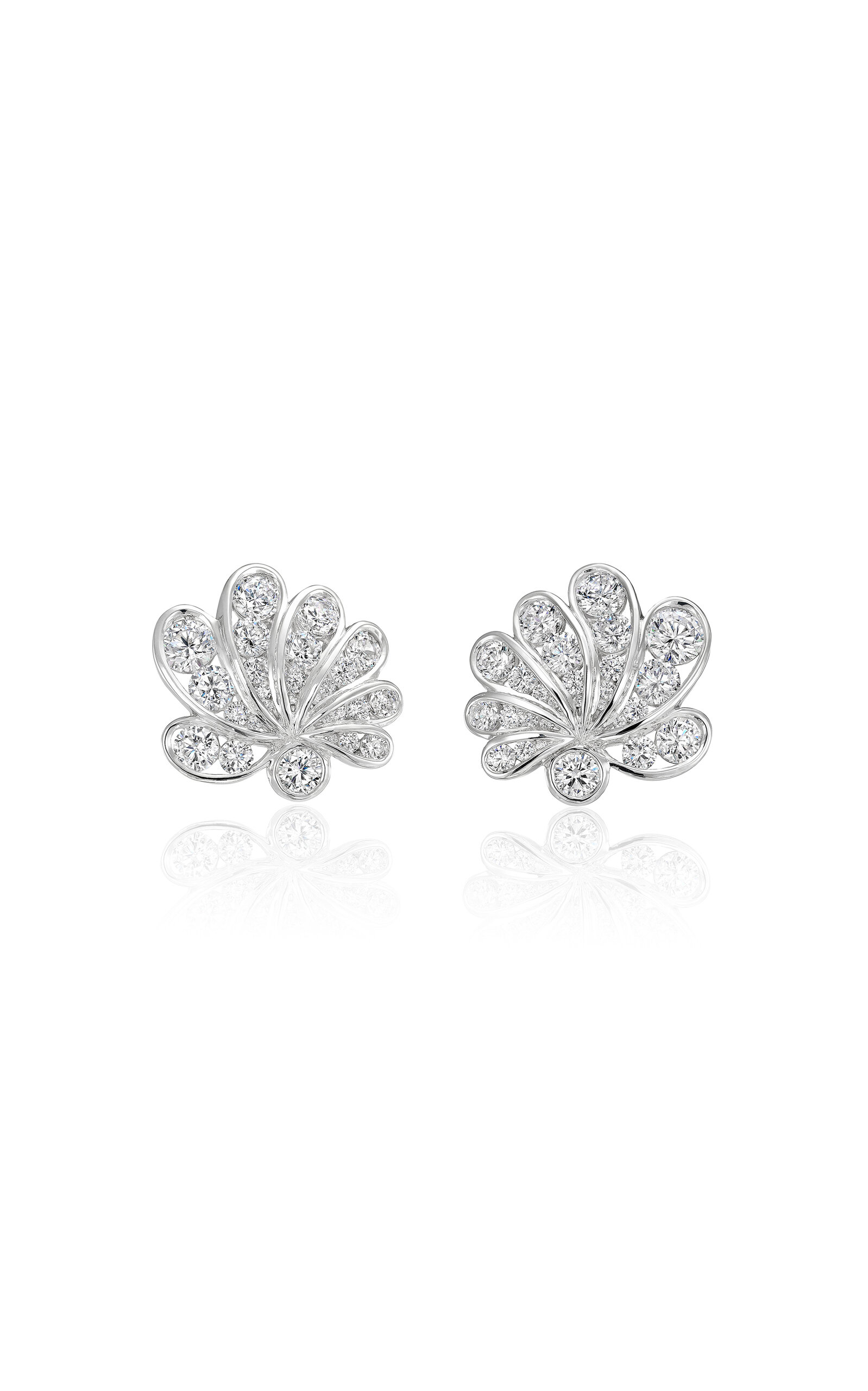 Anabela Chan Rhodium Vermeil Chanterelle Diamond Earrings In Silver