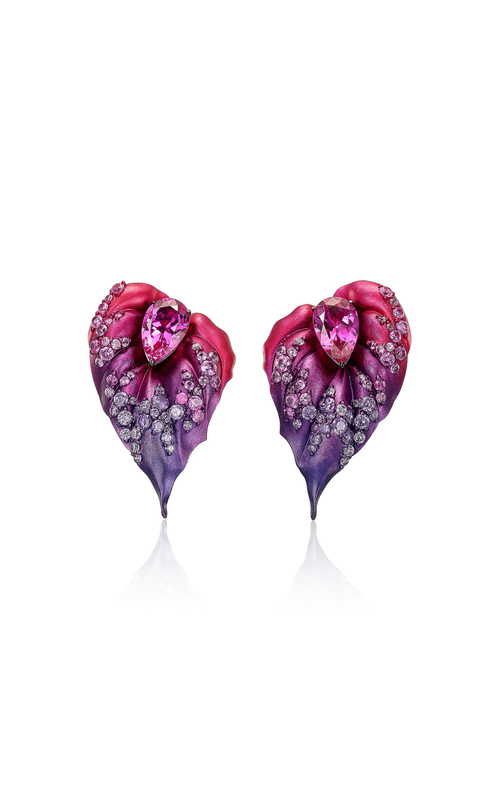 Anabela Chan Recycled Aluminium; 18k Yellow Gold Vermeil Violet Fuchsia Poison Ivy Earrings In Pink