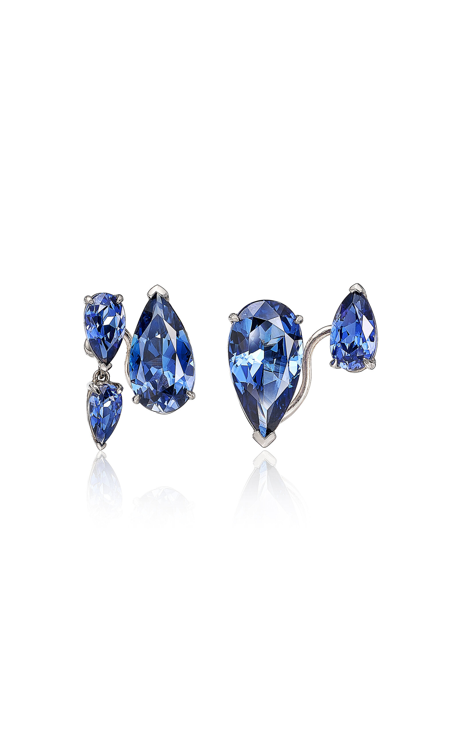 Anabela Chan Rhodium Vermeil Sapphire Floating Ear Huggies - Blue - OS - Only At Moda Operandi