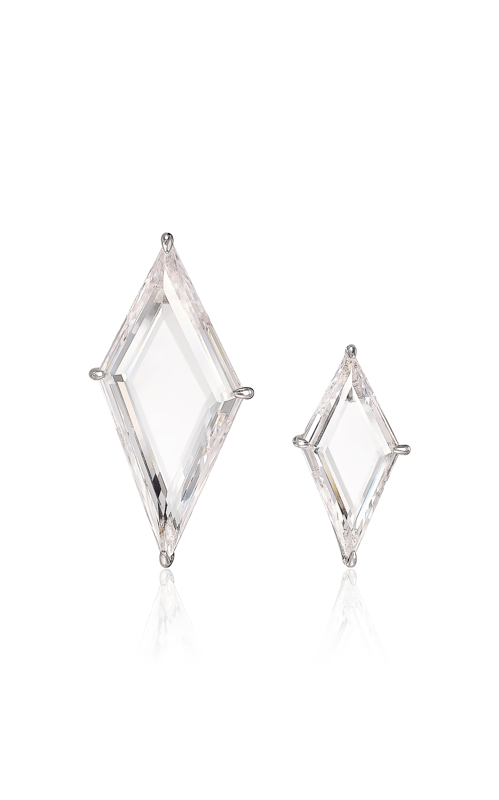 Anabela Chan Rhodium Vermeil Trinity's Shard Studs Large In White