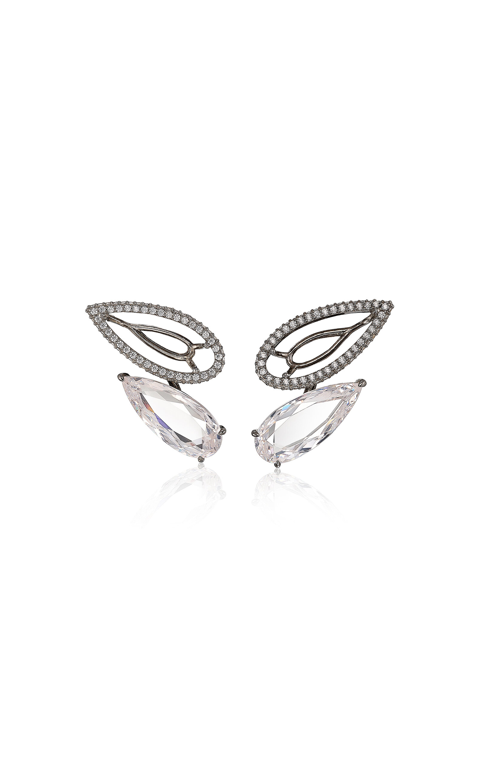 Anabela Chan Black Rhodium Vermeil Diamond Illusion Promise Studs In White