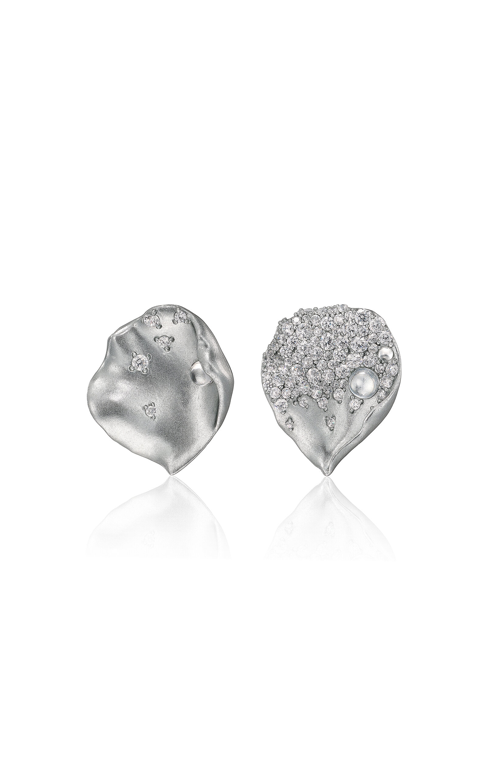 Anabela Chan Recycled Aluminium; Rhodium Vermeil Silver Smoke Rosa Petal Studs In Metallic