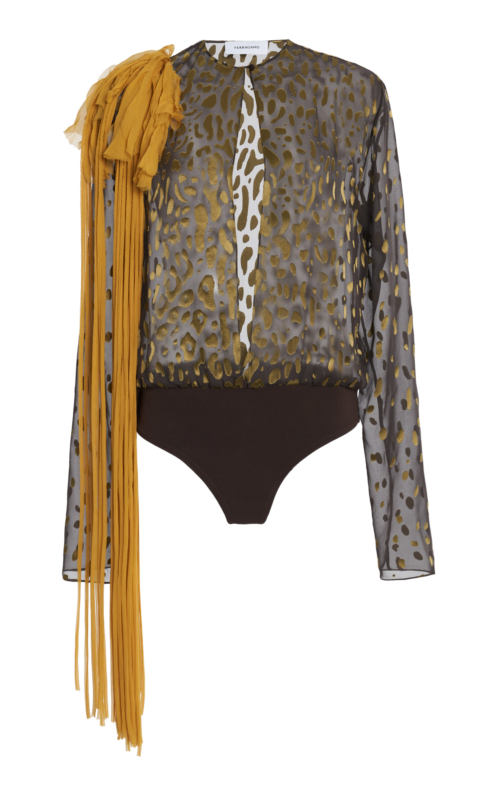 Ferragamo Printed Silk-blend Sheer Top In Multi