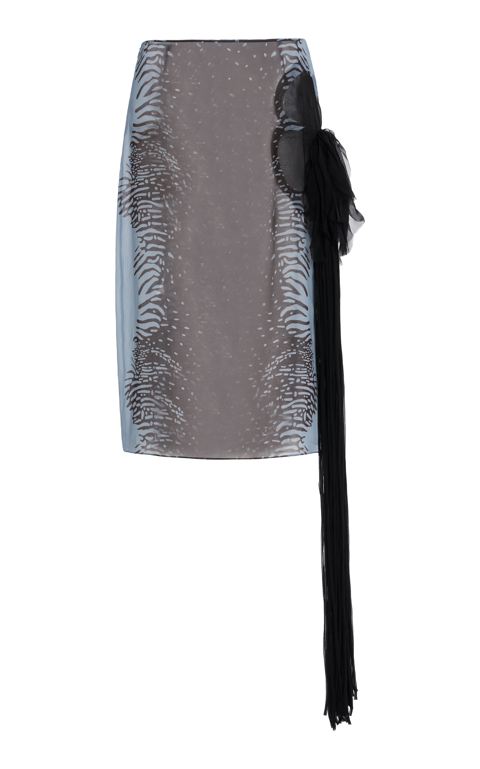 Ferragamo Printed Silk Midi Skirt In Blue