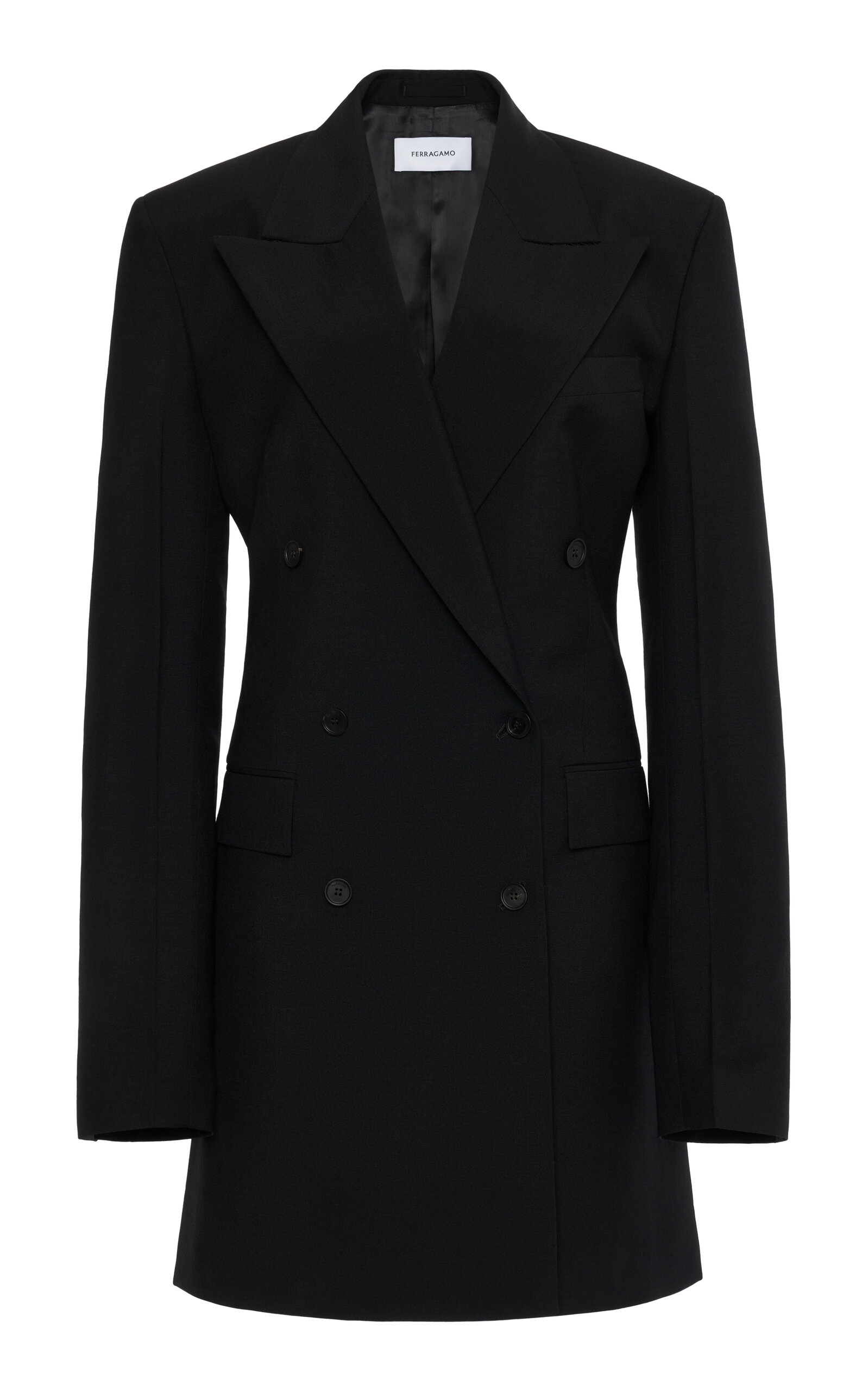 Ferragamo Double-breasted Wool-cashmere Blazer In Black