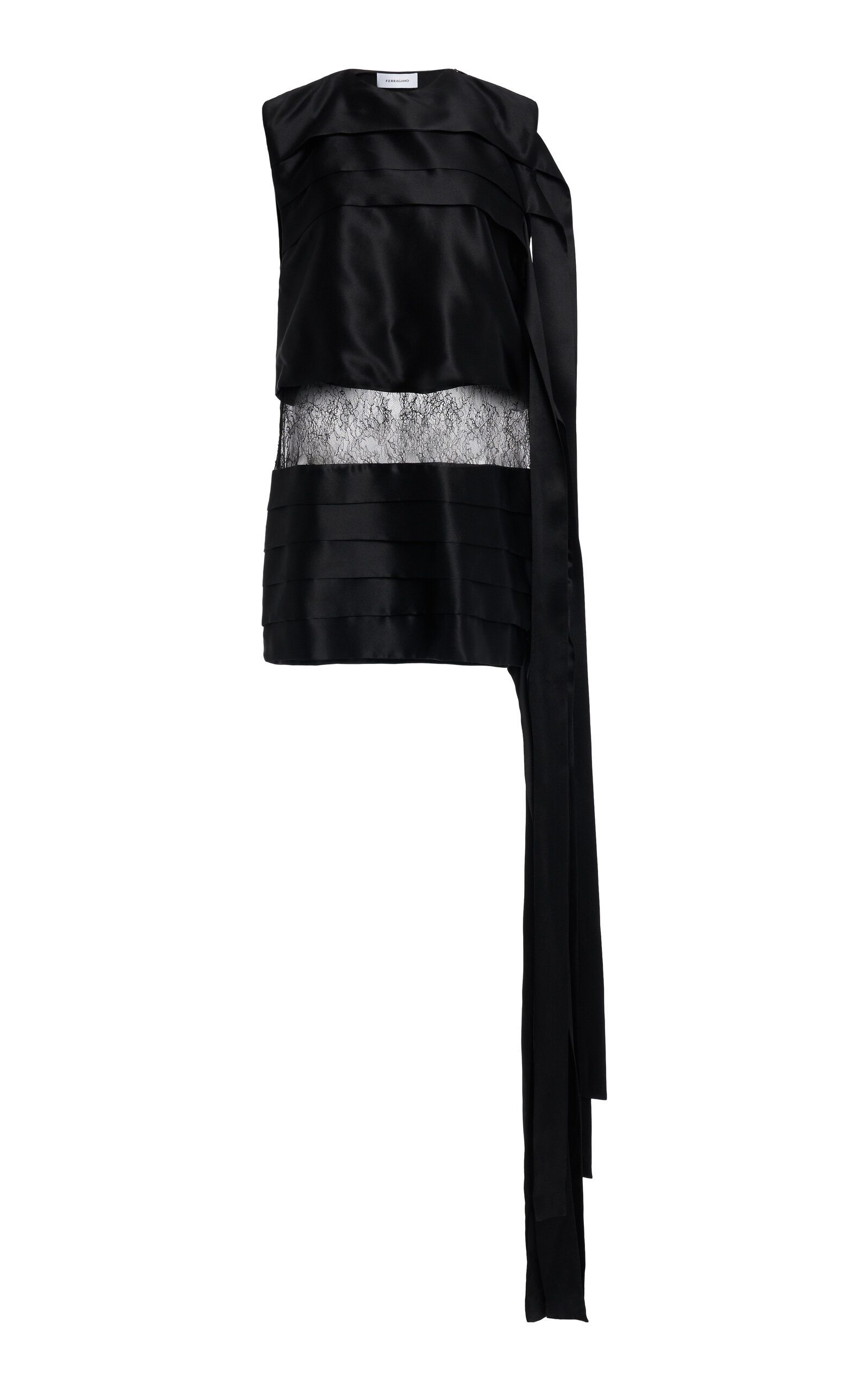 Ferragamo Layered Silk Mini Dress In Black