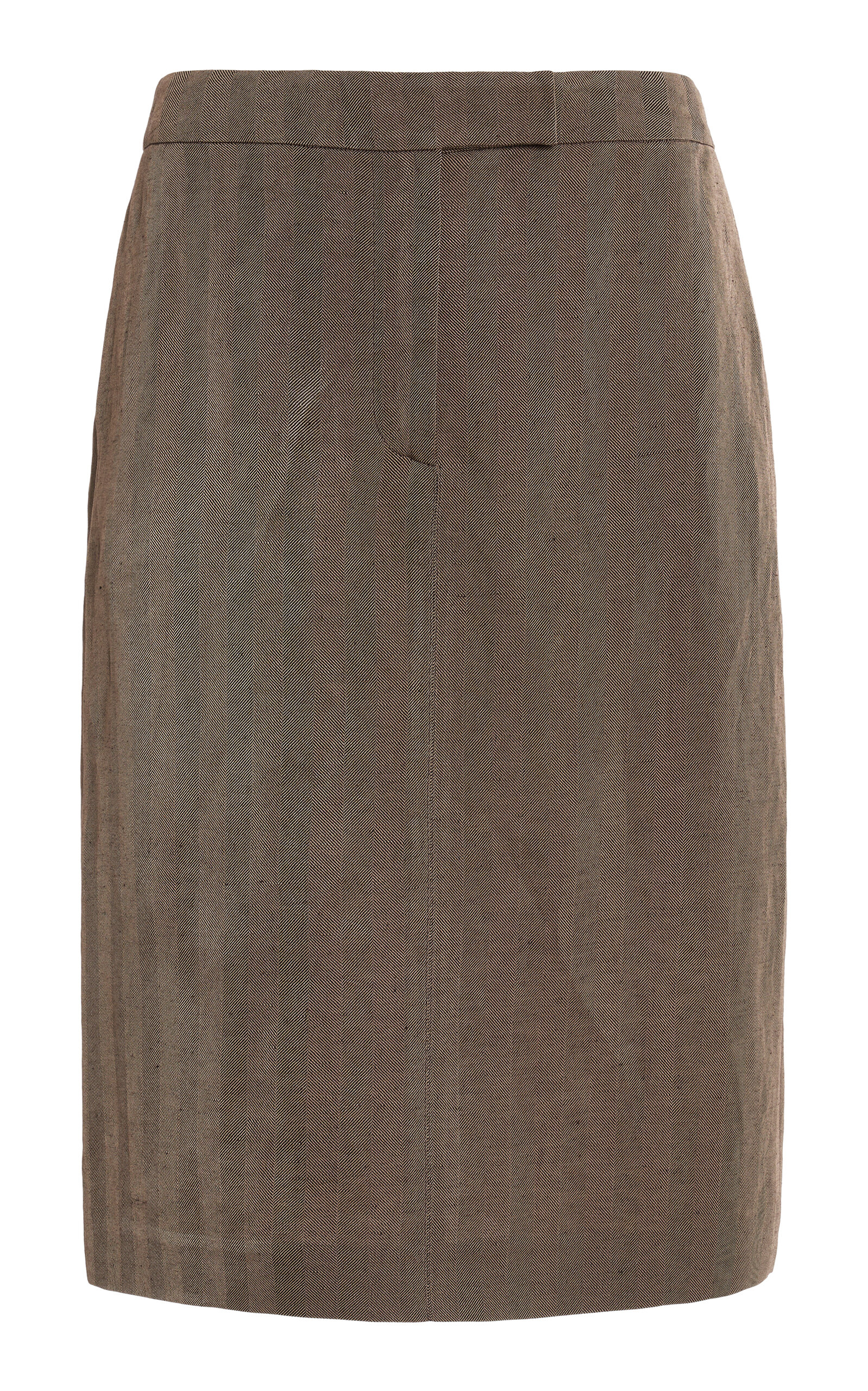 Ferragamo Linen-blend Midi Skirt In Brown