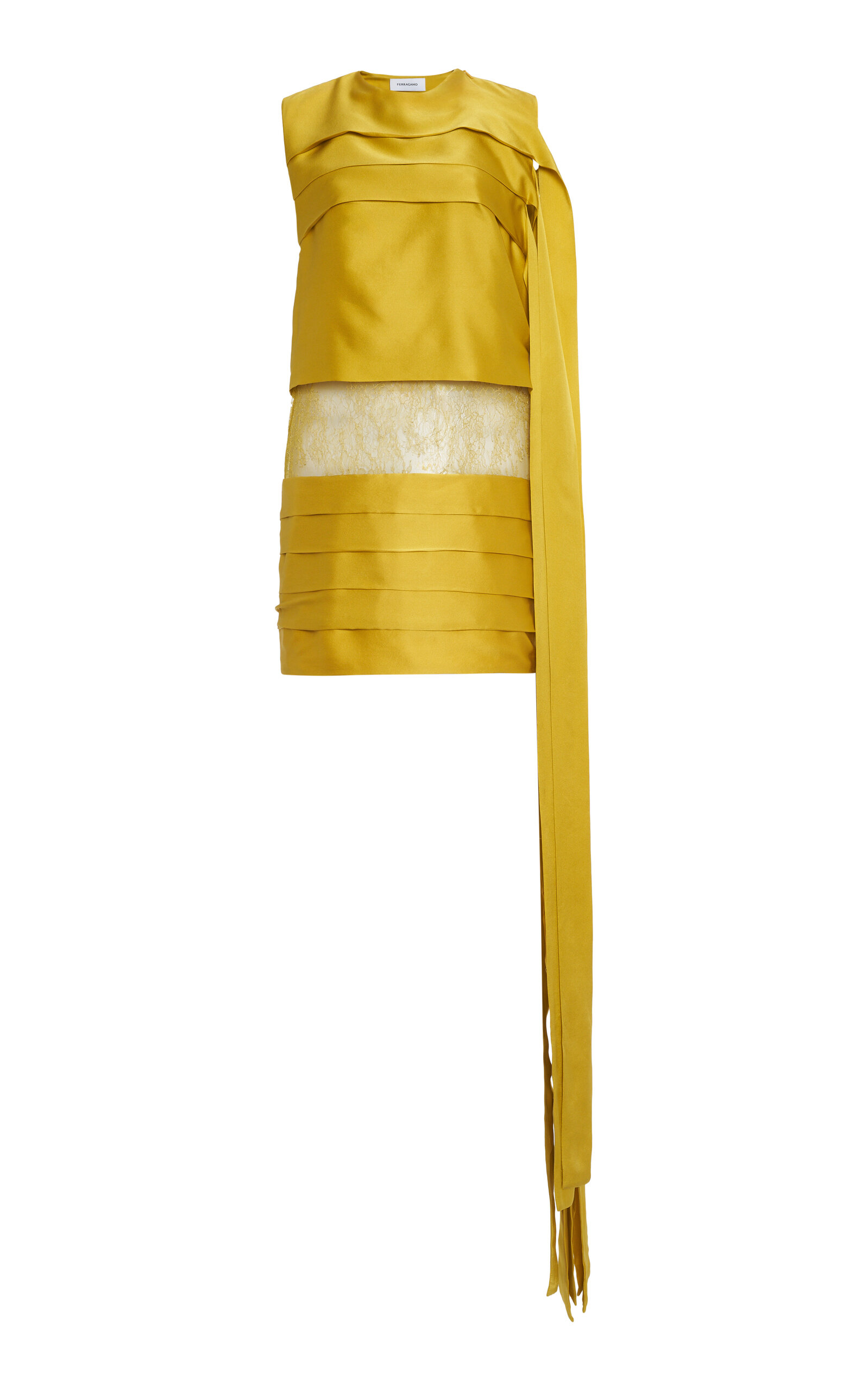 Ferragamo Layered Silk Mini Dress In Yellow