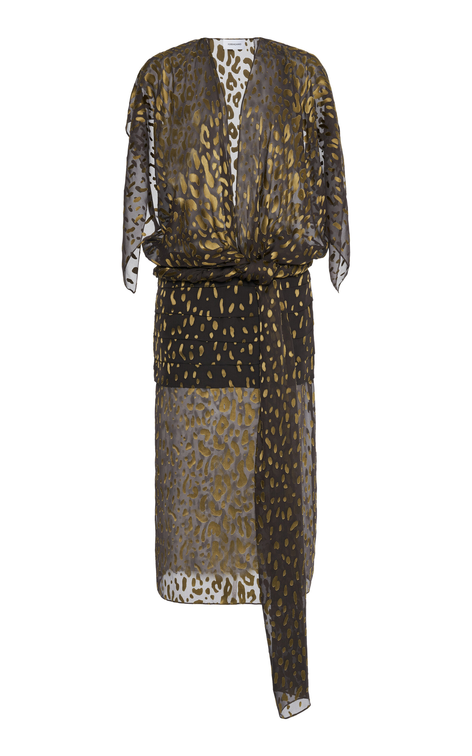 Ferragamo Printed Silk-blend Midi Dress In Multi