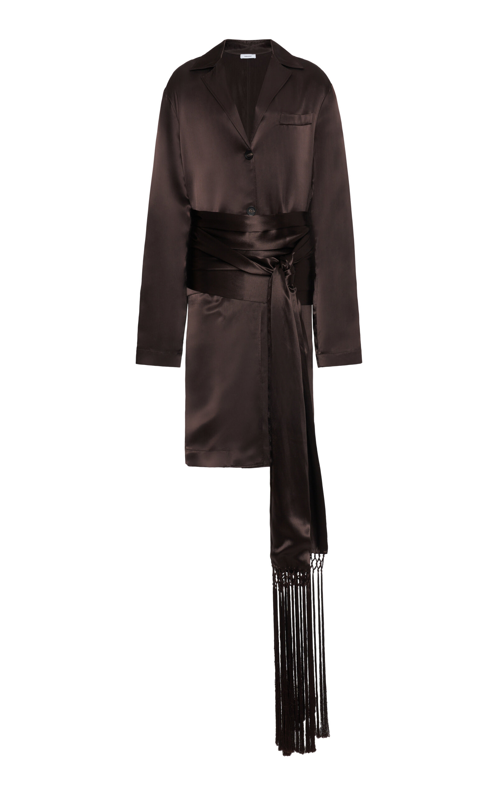 Ferragamo Satin Long-sleeve Shirt In Brown