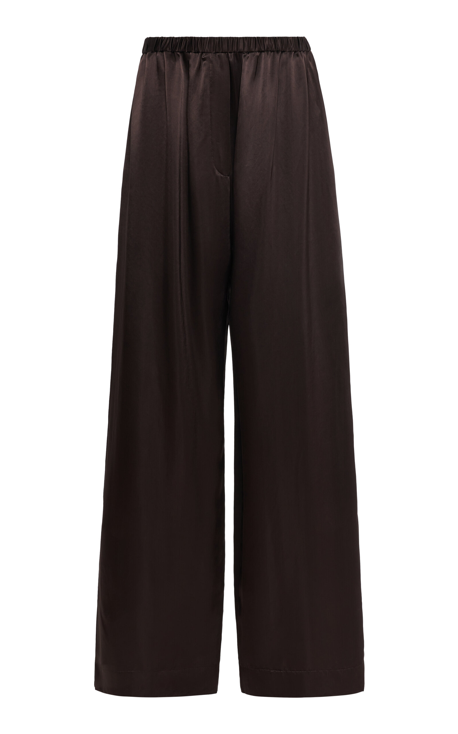 Ferragamo Fluid Satin Wide-leg Trousers In Brown