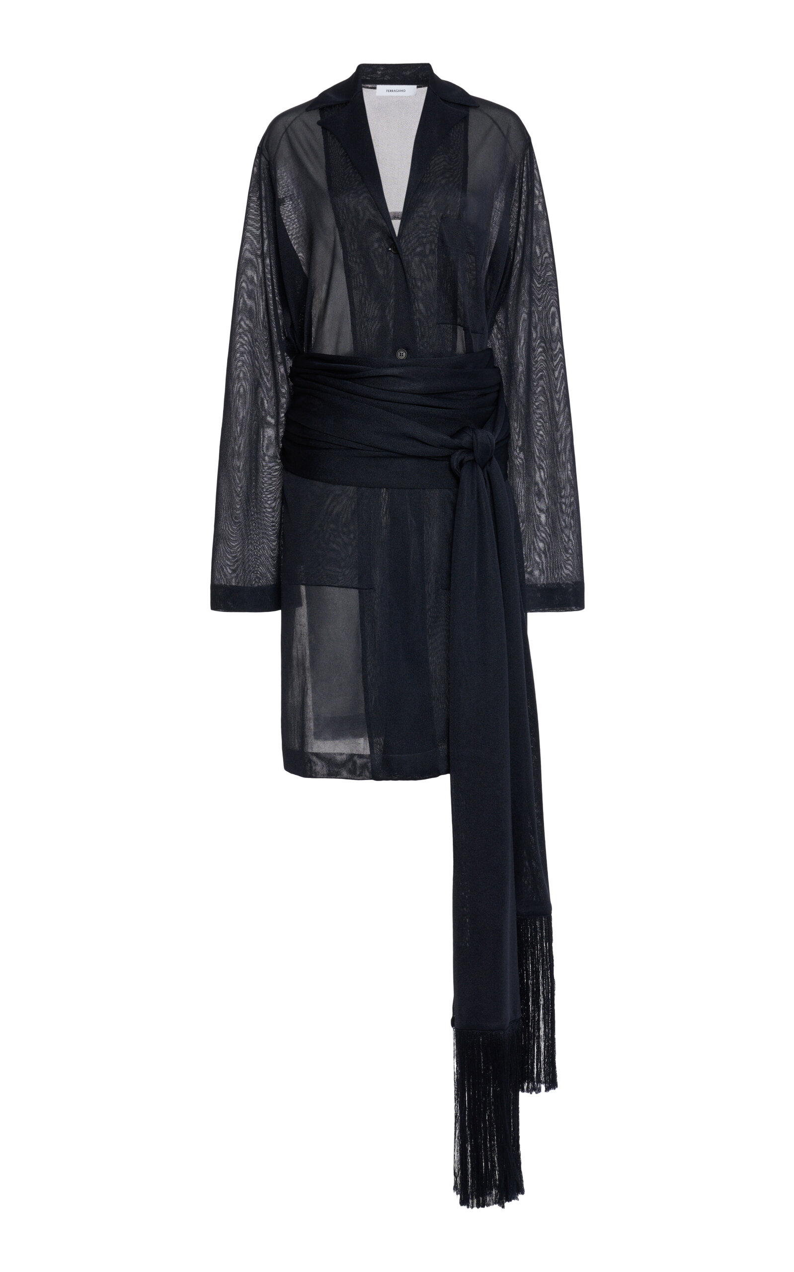 Ferragamo Single-breasted Sheer Jacket In Blue