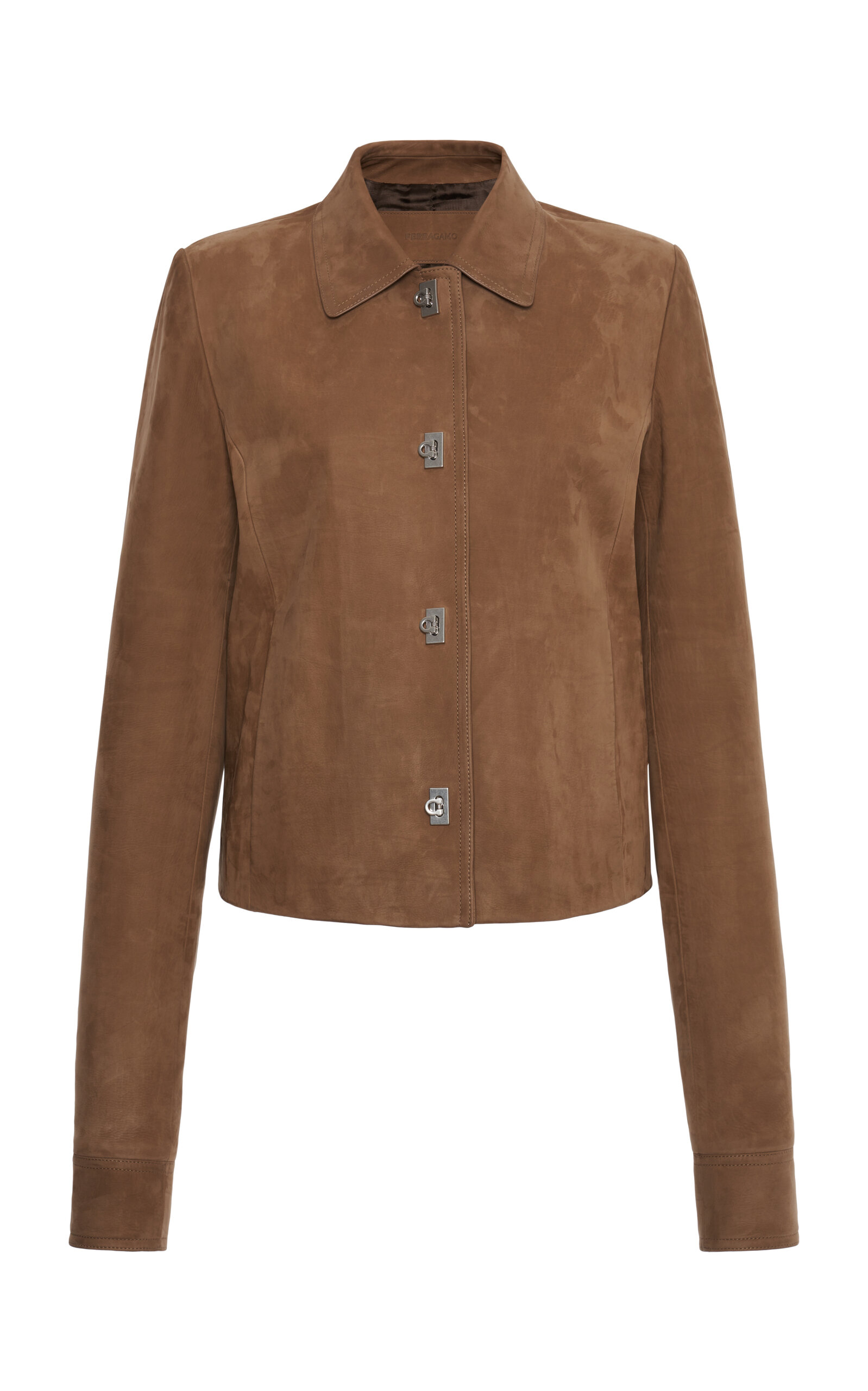 Ferragamo Nubuck Single-breasted Jacket In Brown