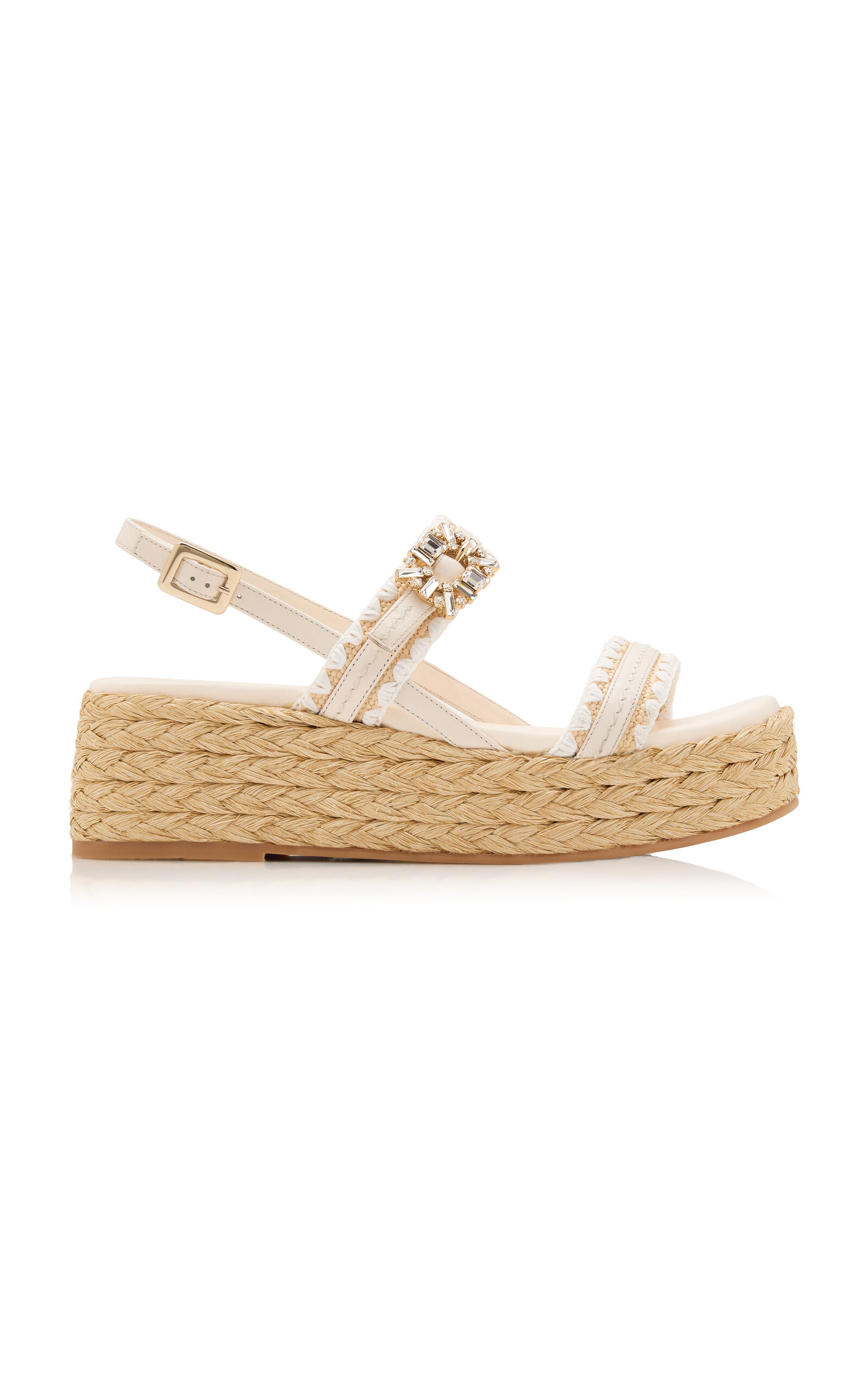 Roger Vivier Summer Crystal Raffia Espadrille Sandals - Women's Shoes
