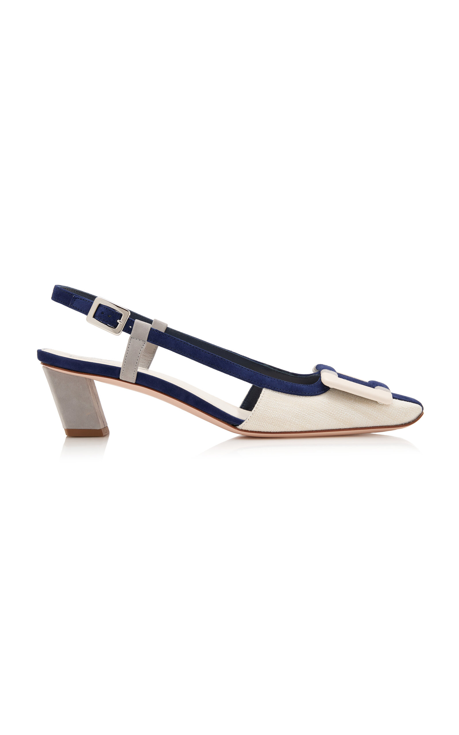 Roger Vivier Stripes Slingbacks In Blue