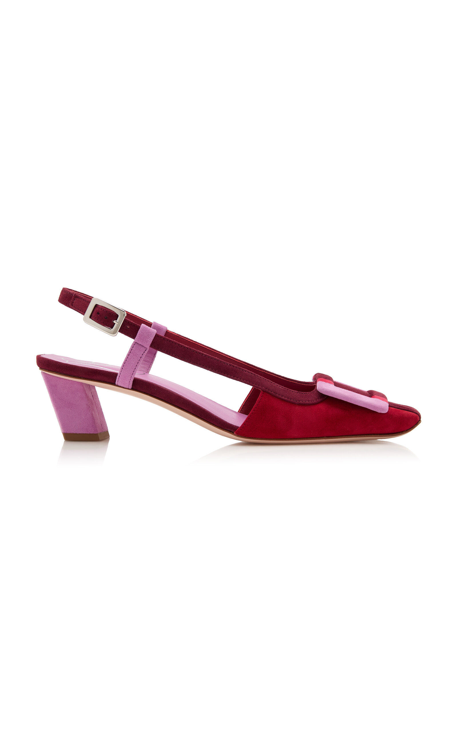 Roger Vivier Belle Vivier Striped Suede Slingback Pumps - Women's Shoes
