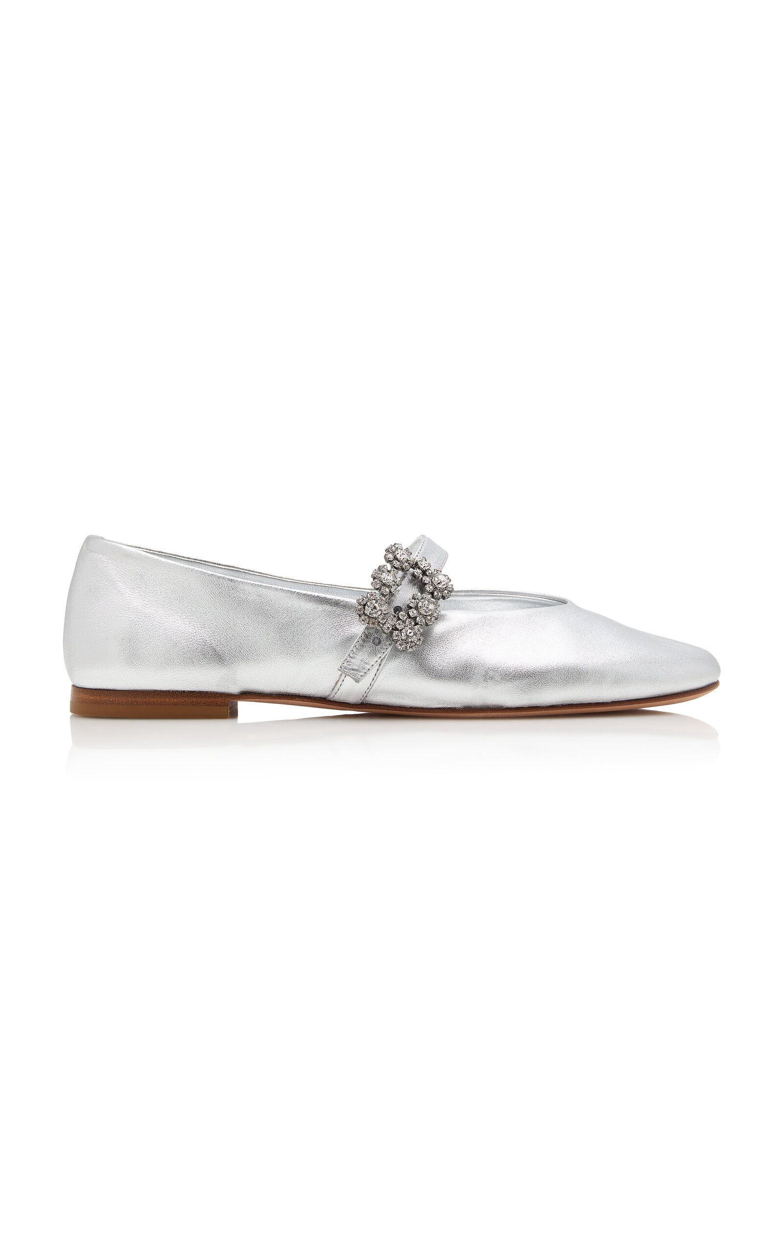Roger Vivier Roundytoe Mini Flowers Flats In Silver