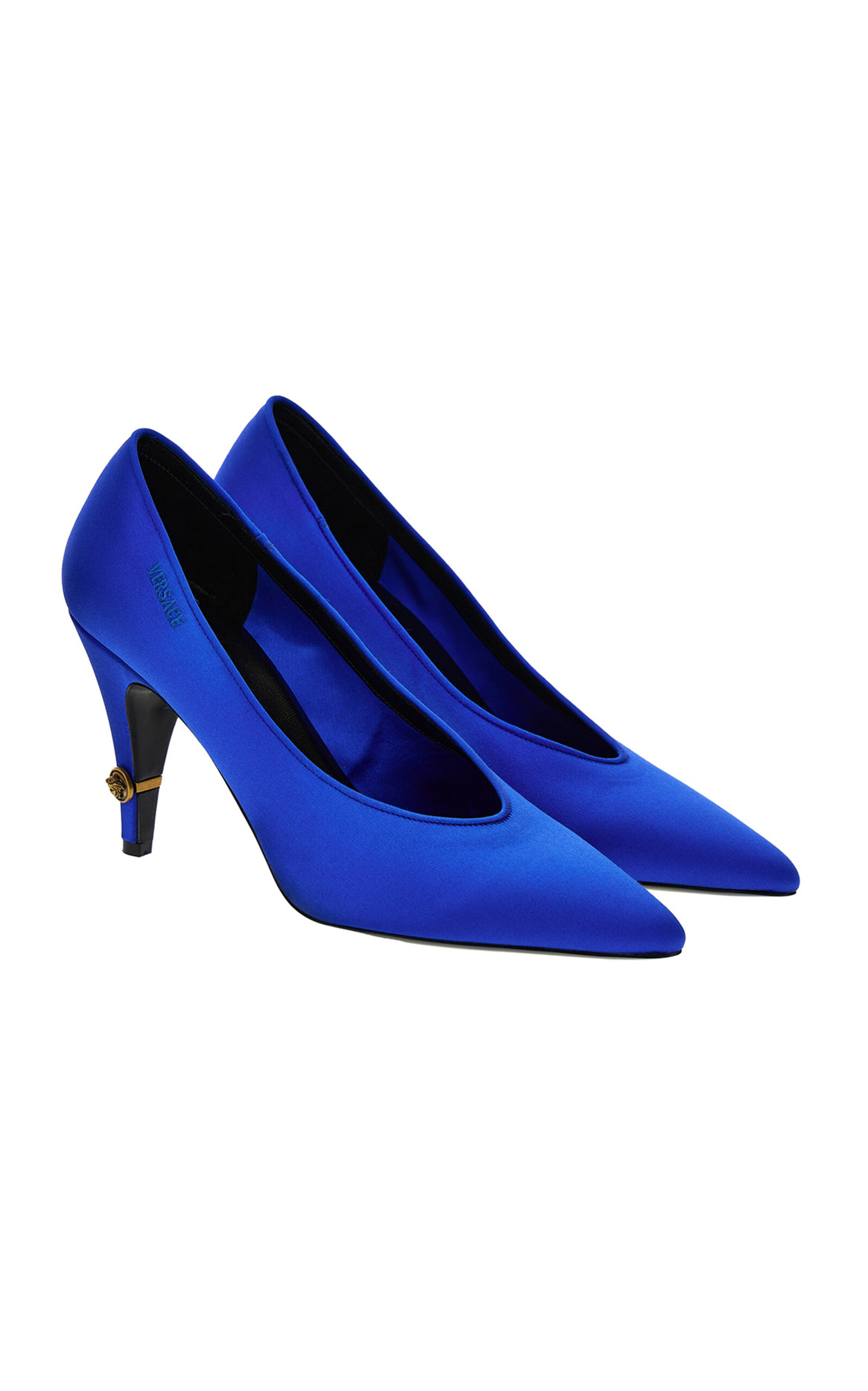 Versace Satin Pumps In Blue