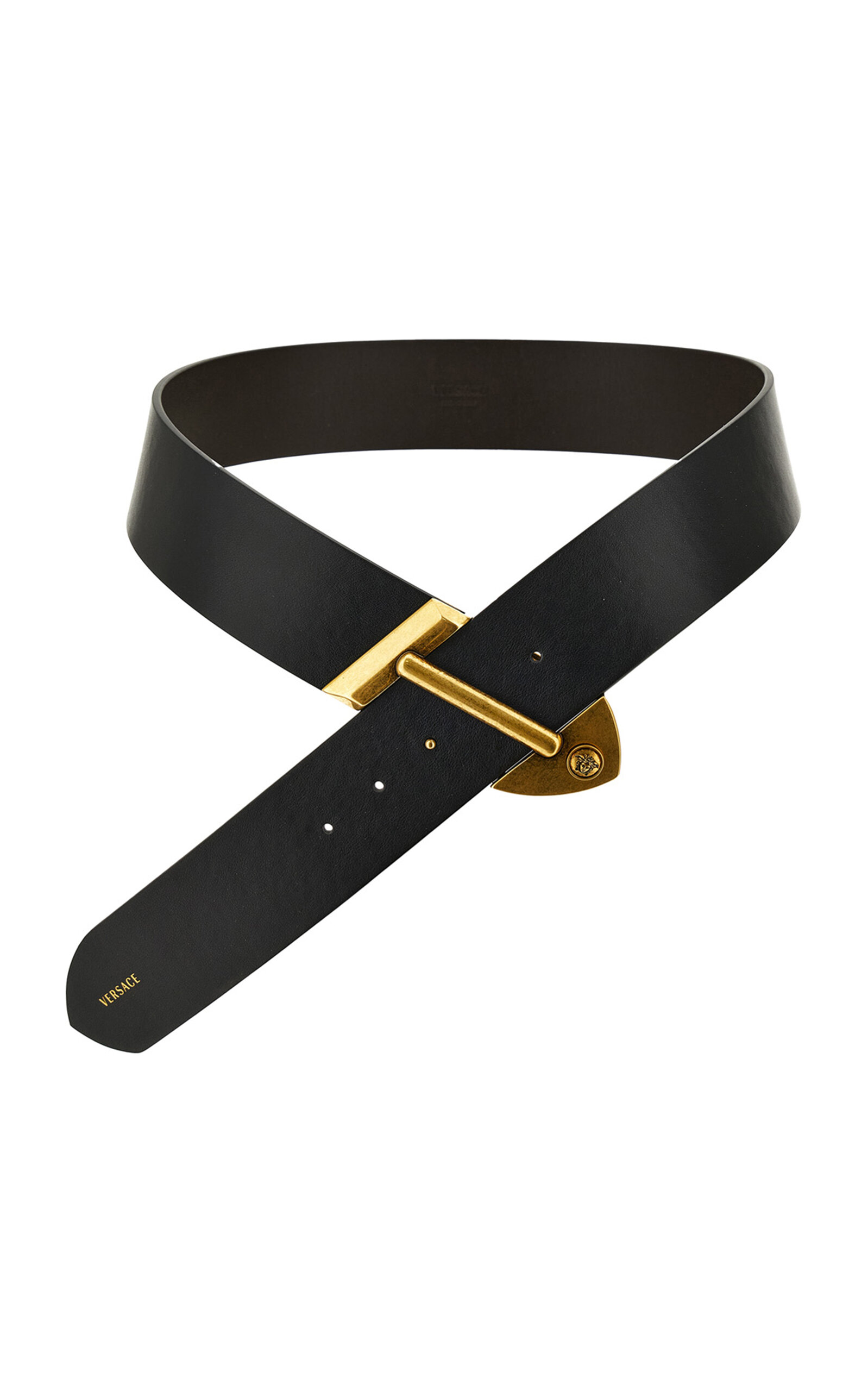 Versace Embossed Python Belt In Black
