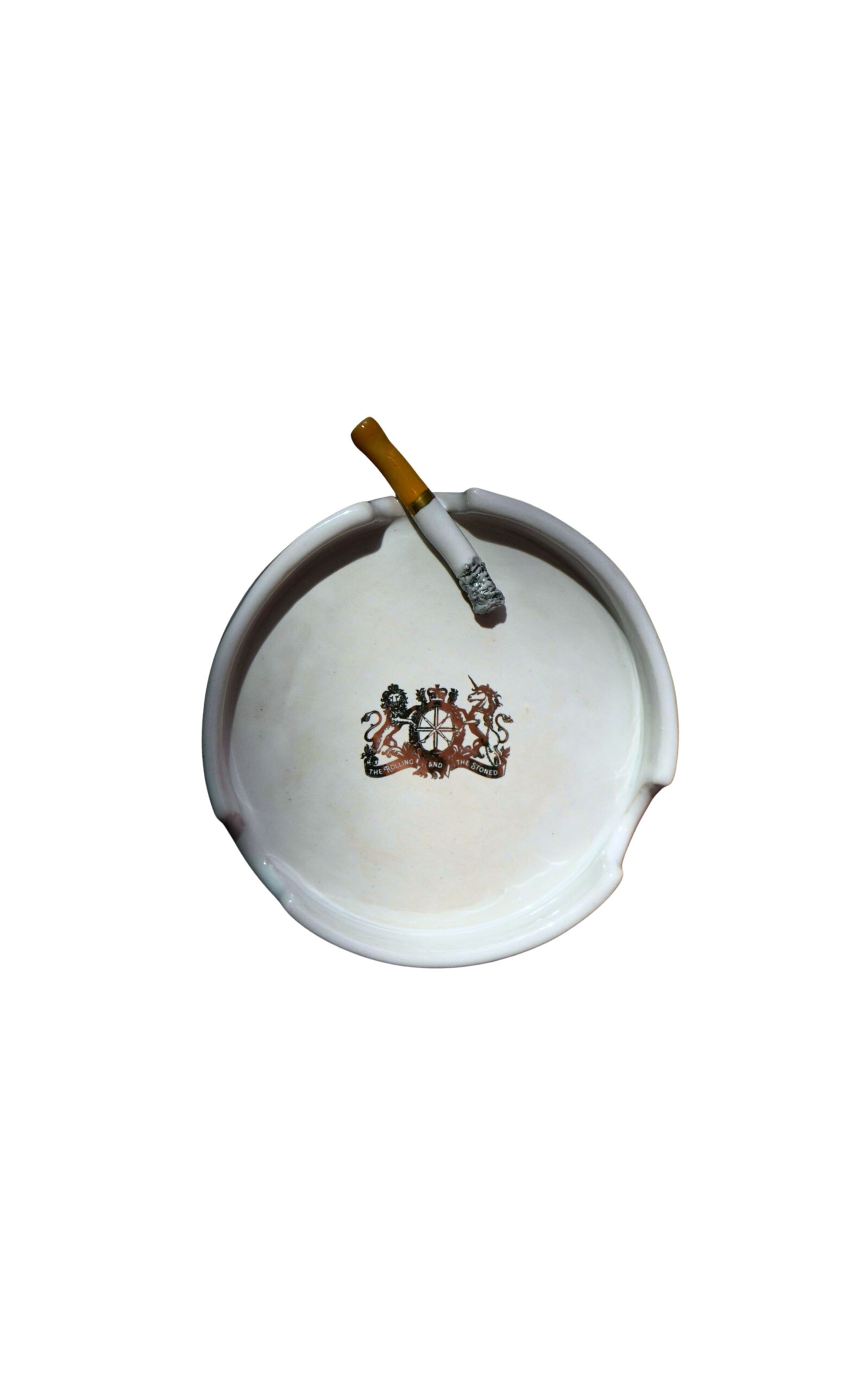 The Rolling And The Stoned White Smouldering Crest Ashtray In White