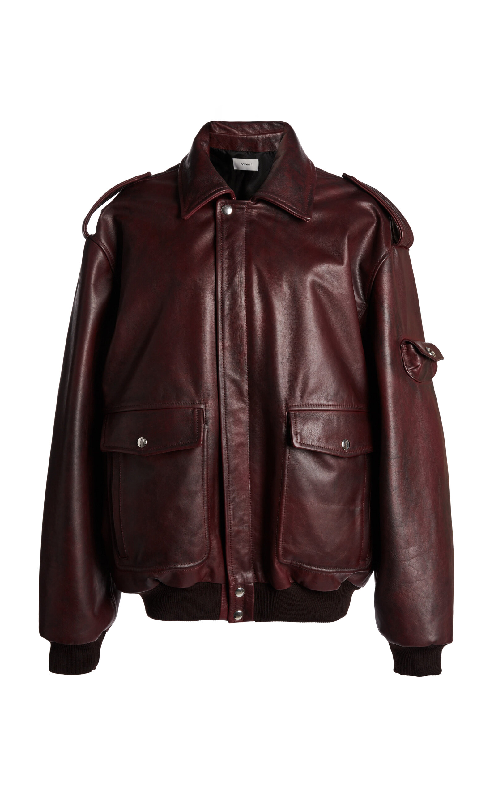 Coperni Oversized Leather Jacket In Burgundy