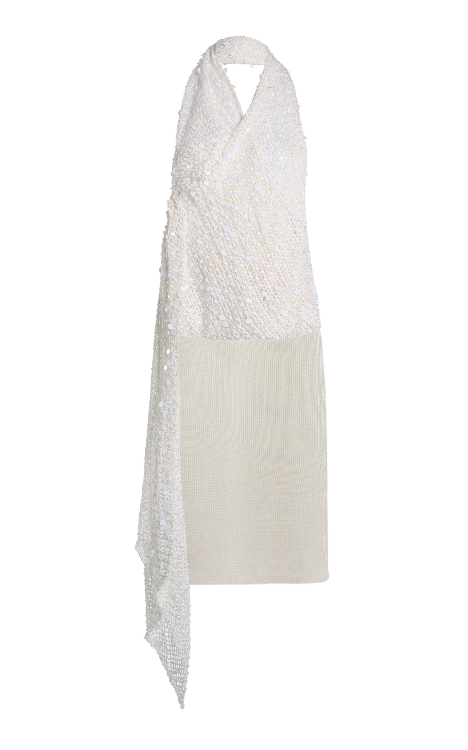 Coperni Sequin Crochet Halterneck Midi Dress In White