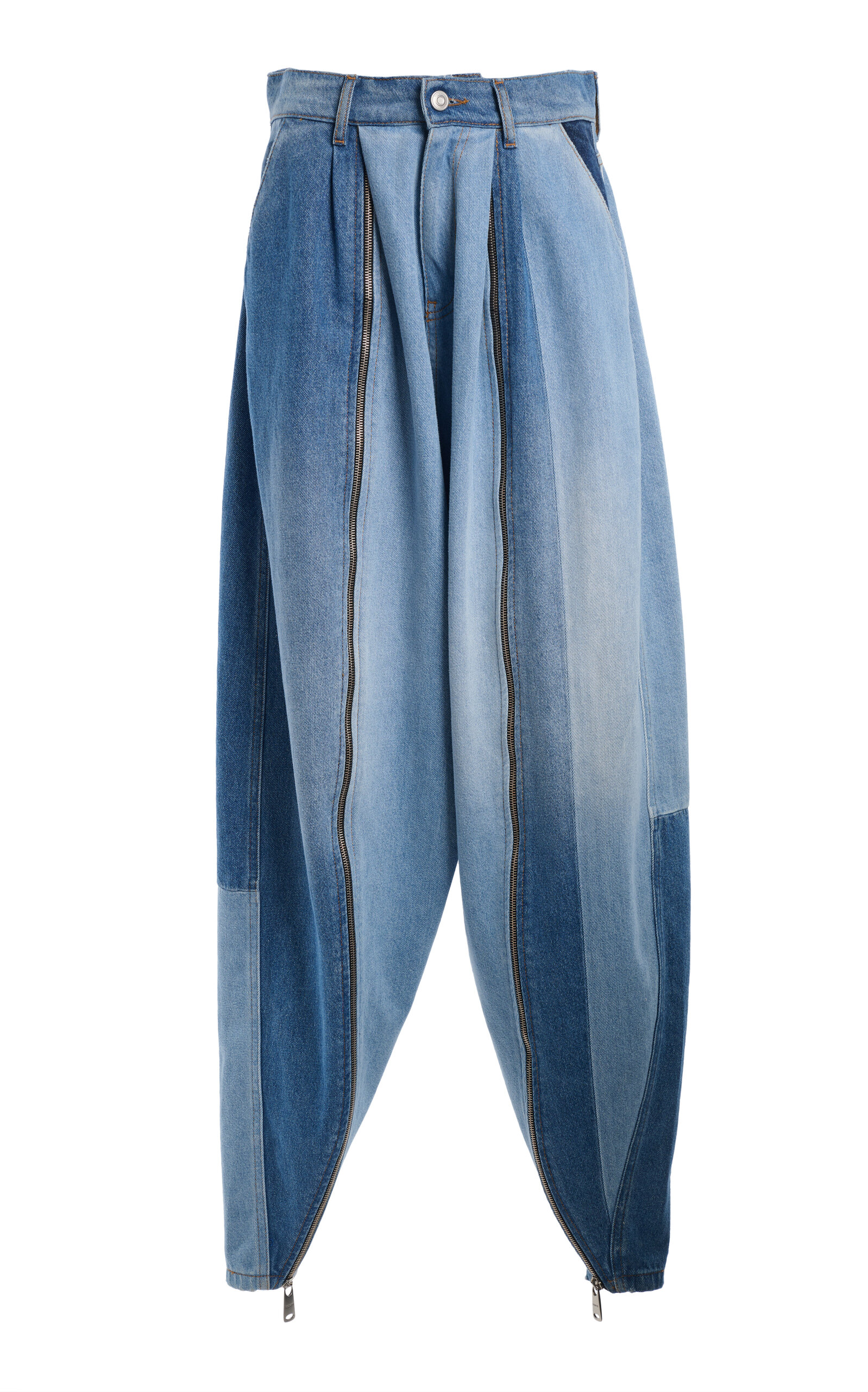 Coperni Denim Patchwork Sarouel Pants In Blue