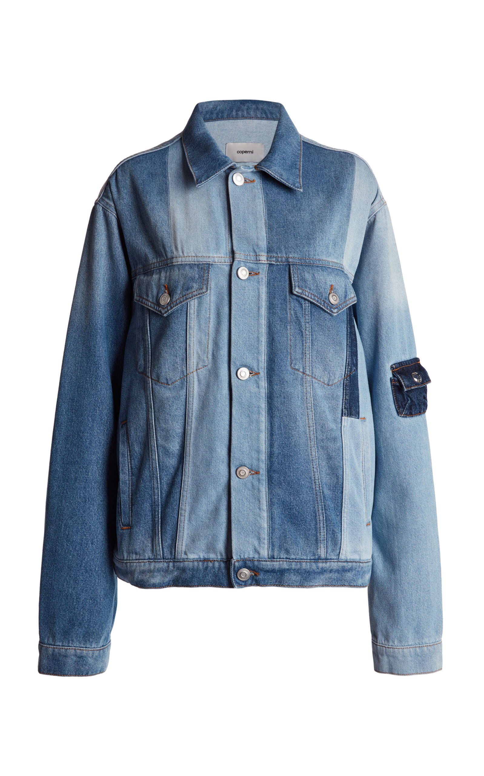 Coperni Denim Patchwork Oversized Jacket In Blue
