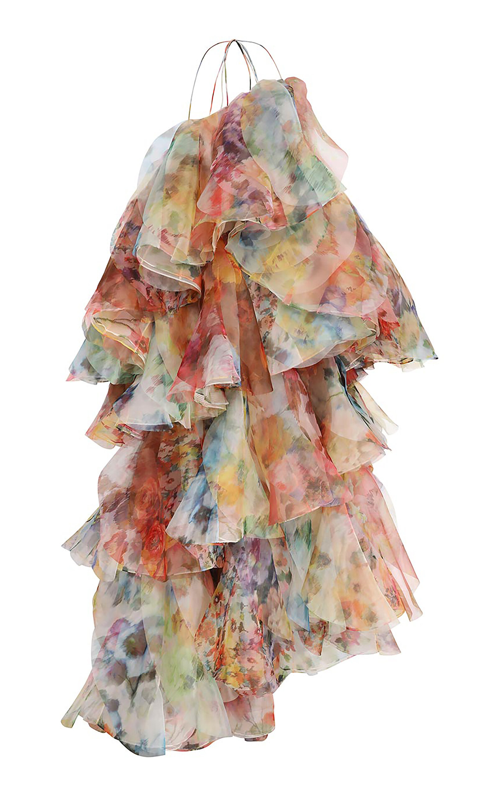 Zimmermann Luna Ruffled Floral Midi Dress In Multi