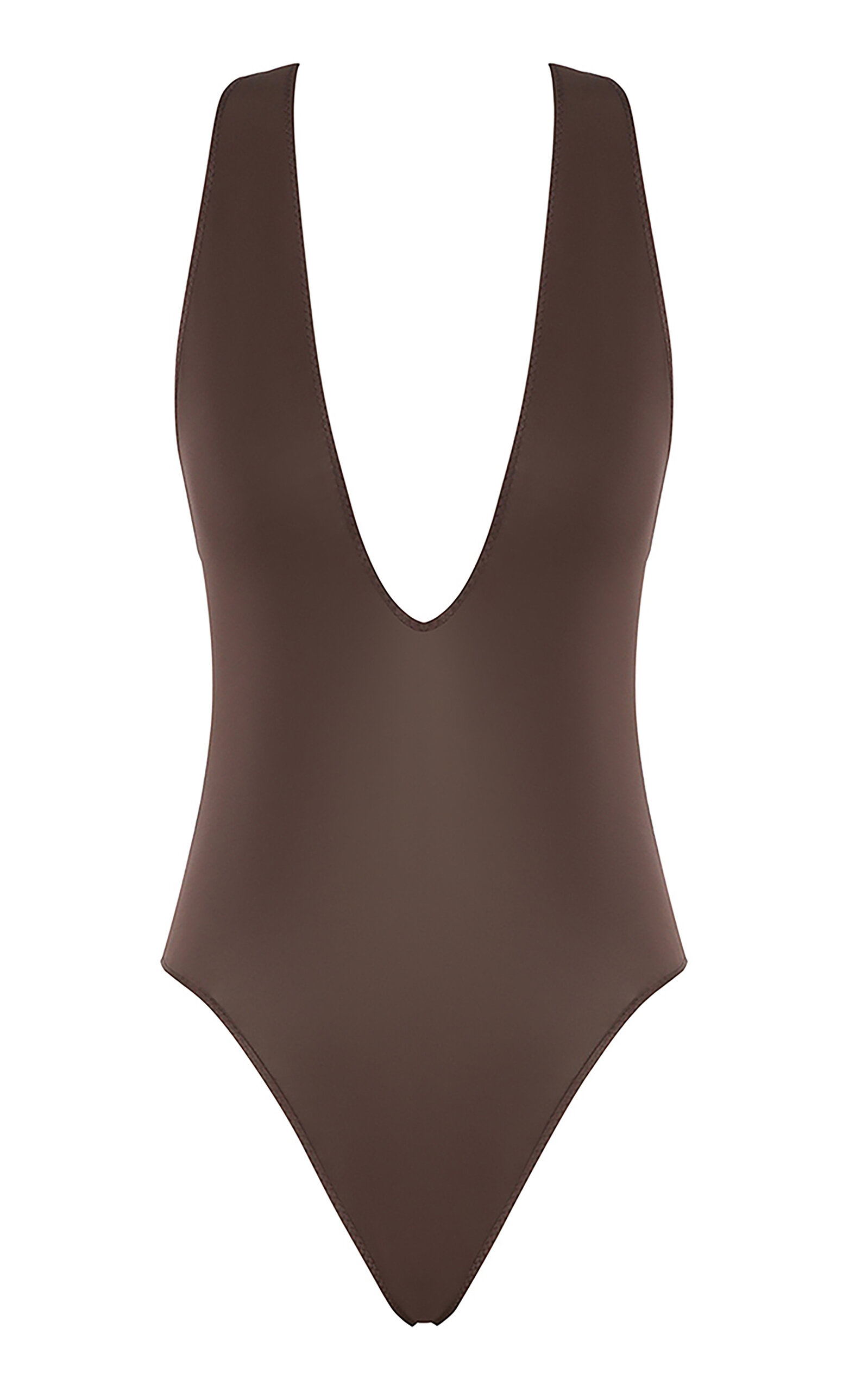 Zimmermann Luna Plunging Halter Bodysuit In Brown