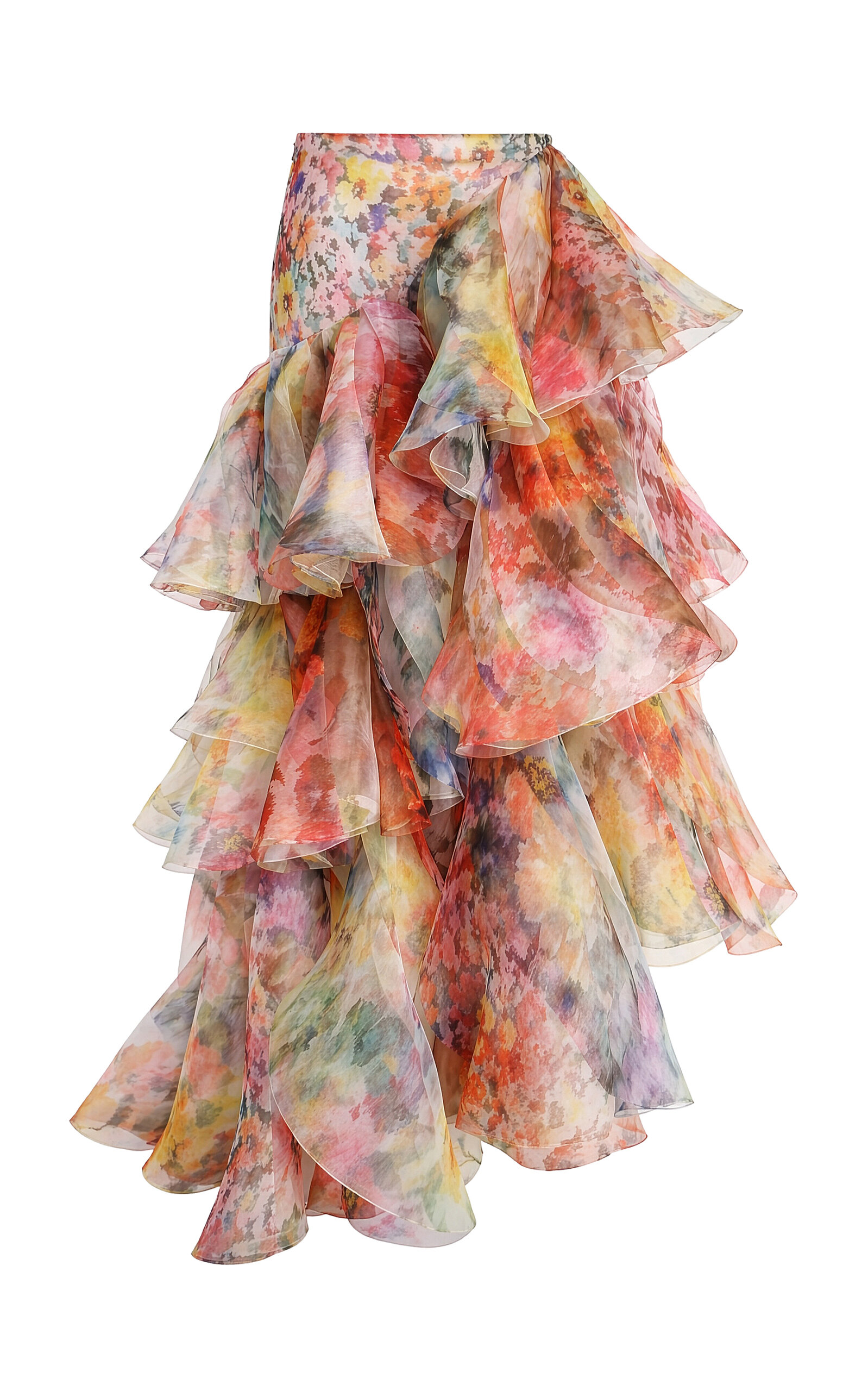 Zimmermann Luna Ruffled Floral Midi Skirt - Women's Clothing