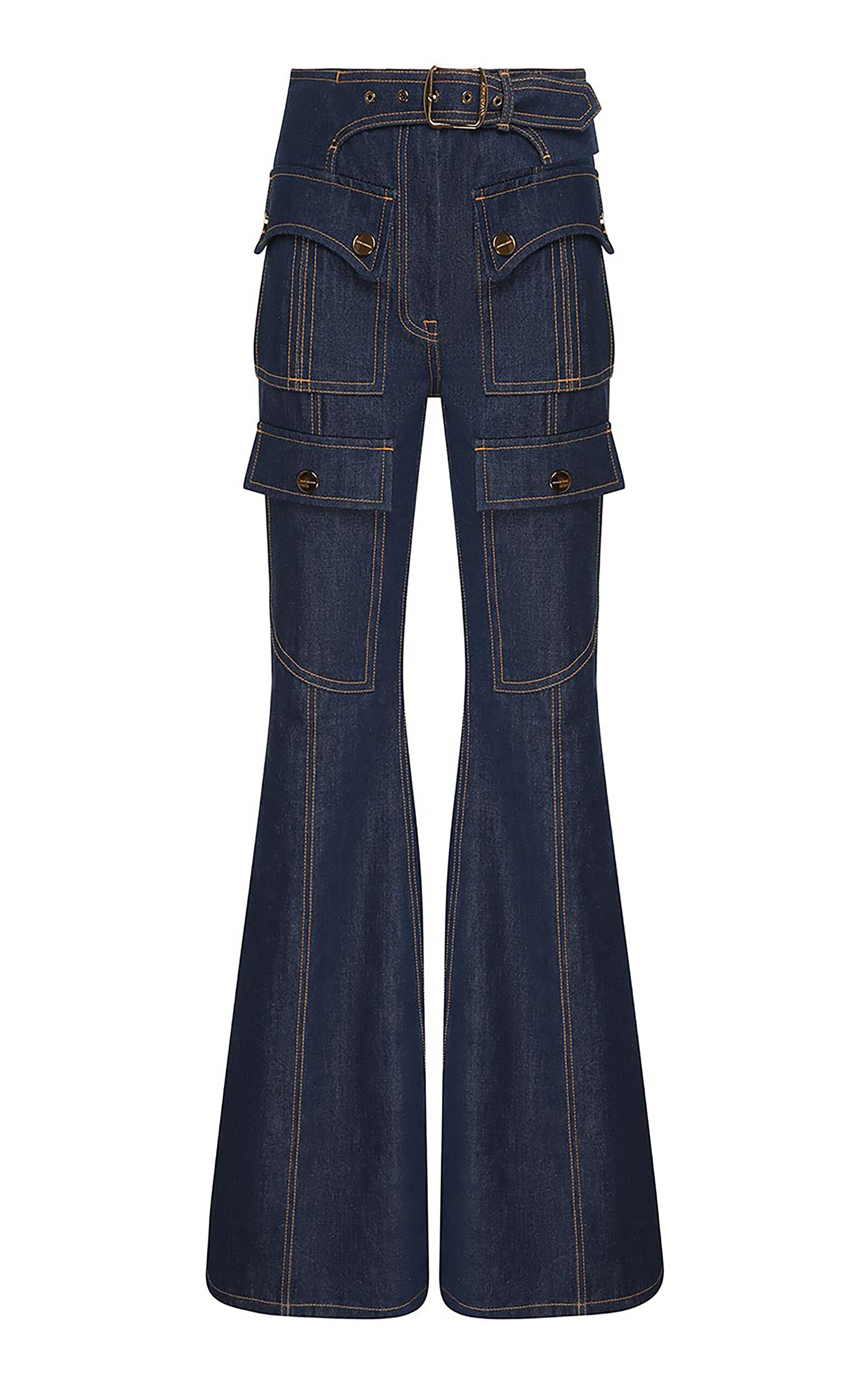 Zimmermann Luna Utility Denim Flared Jeans In Blue