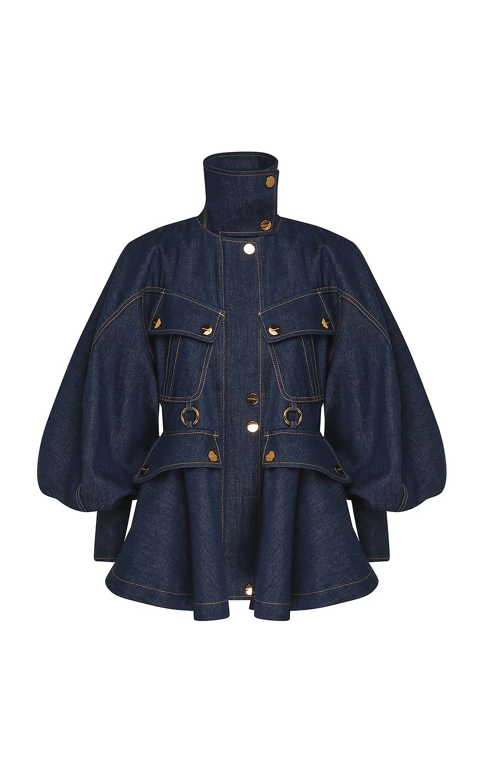 Zimmermann Luna Utility Denim Mini Dress In Blue
