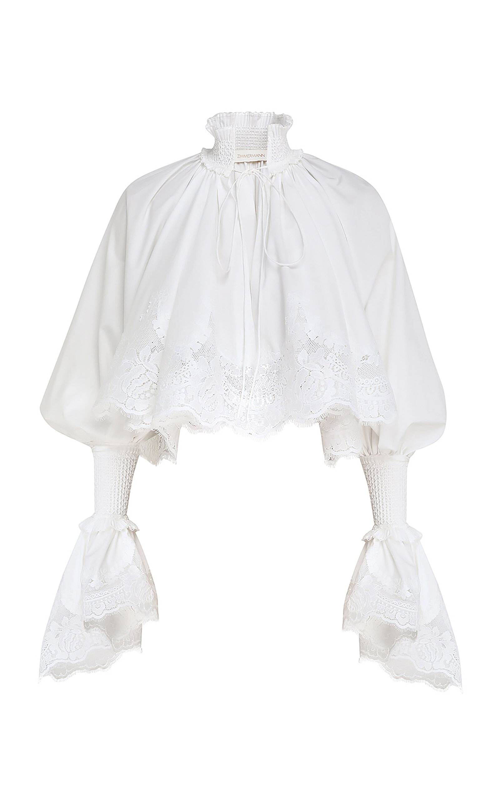 Zimmermann Alchemy Shirred Cotton Blouse In White