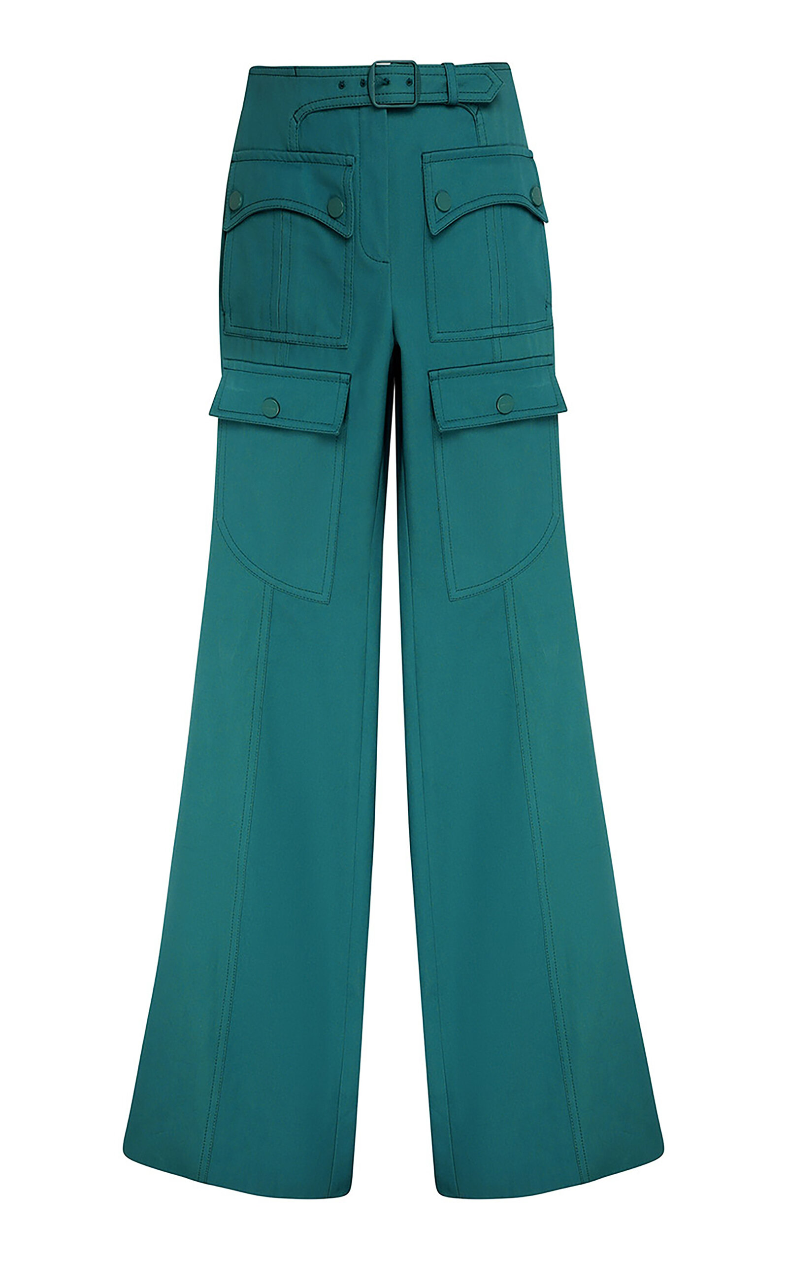 Zimmermann Luna Drill Cotton Flared Pants In Blue