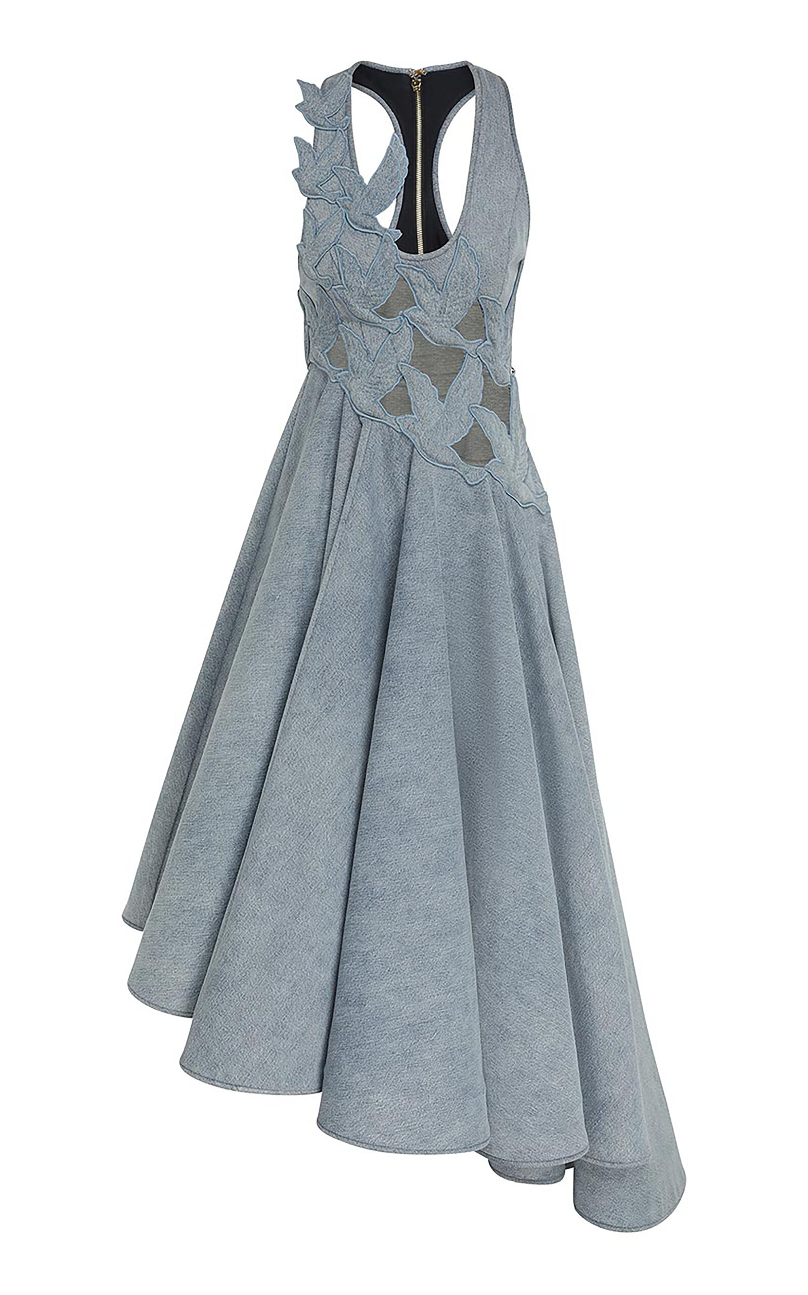 Zimmermann Alchemy Appliquéd Denim Midi Dress In Blue