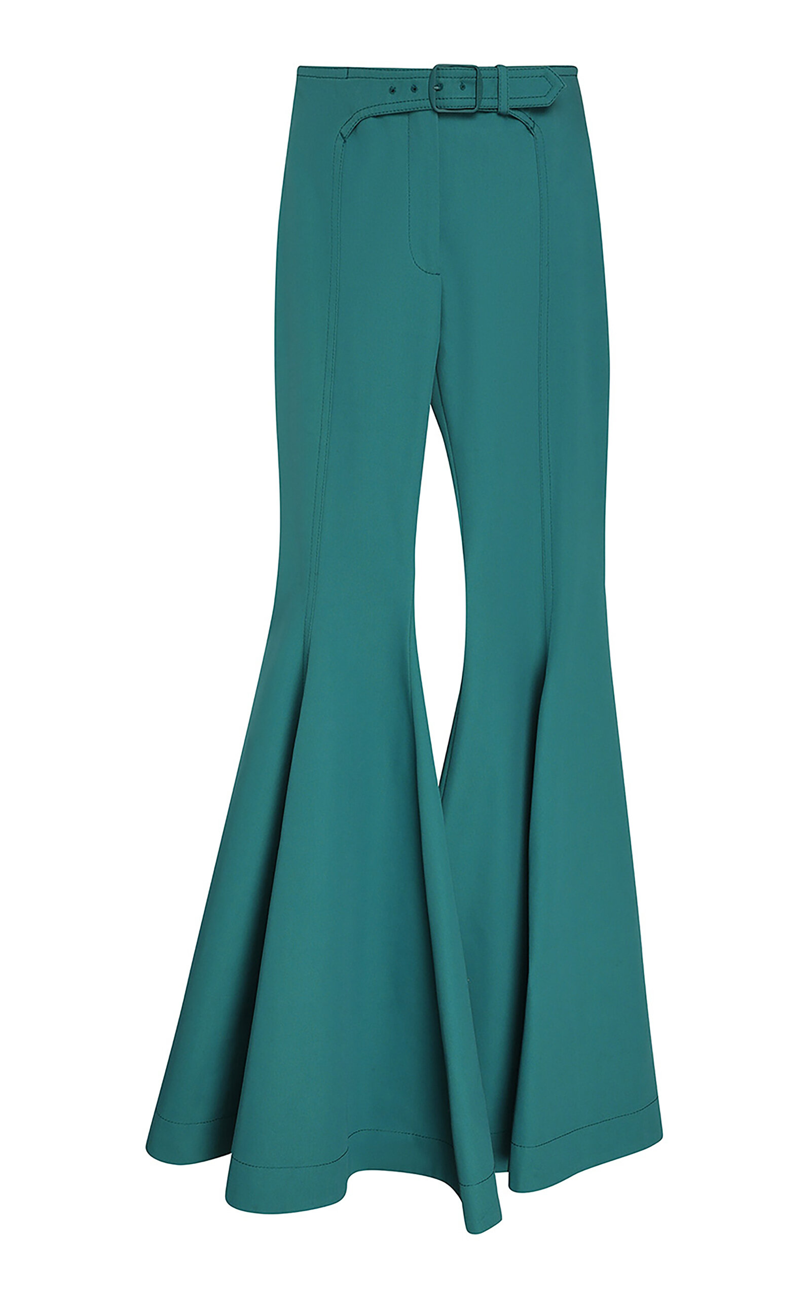 Zimmermann Luna Drill Cotton Flared Pants In Blue