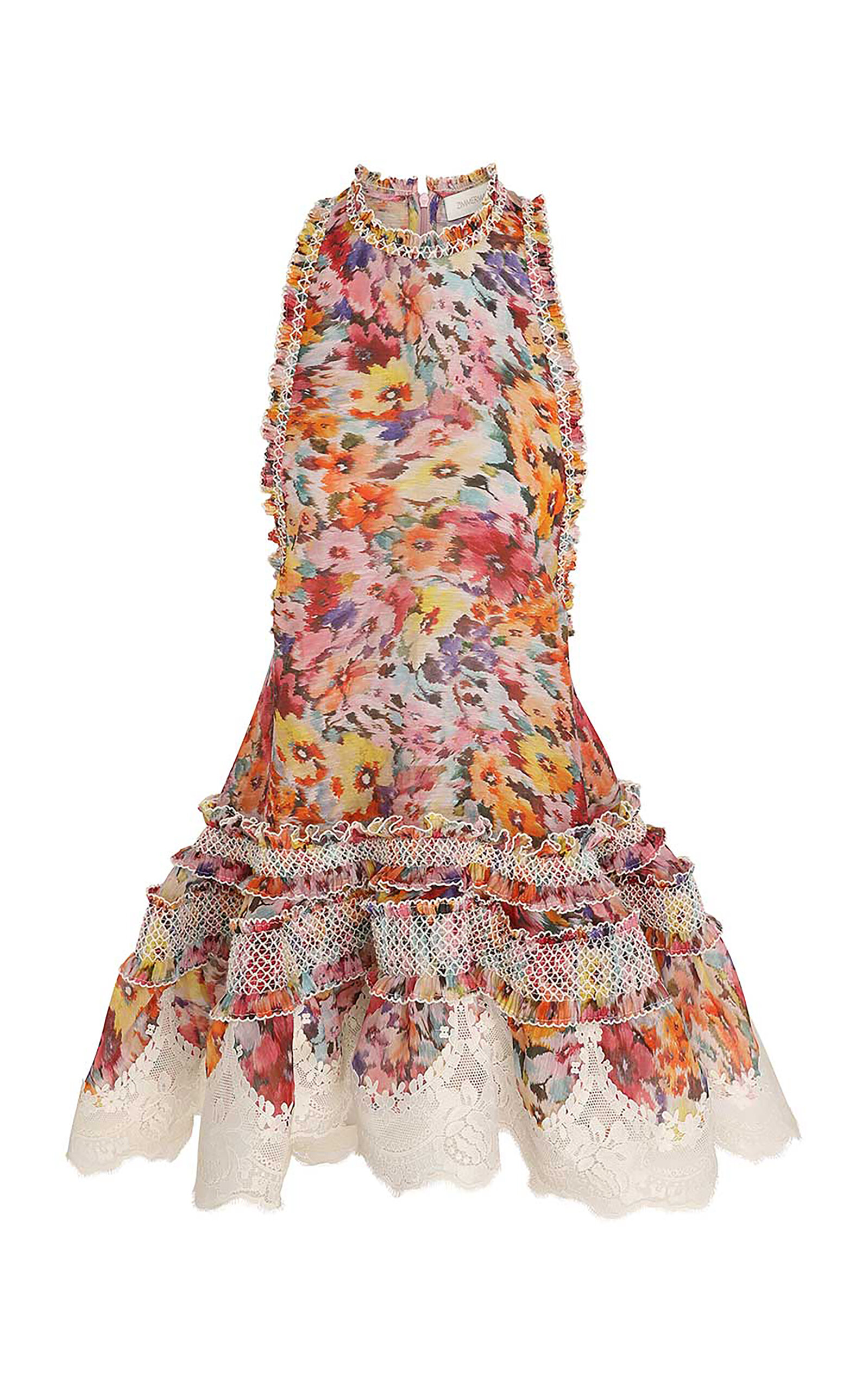 Zimmermann Luna Floral Linen-silk Mini Dress In Multi
