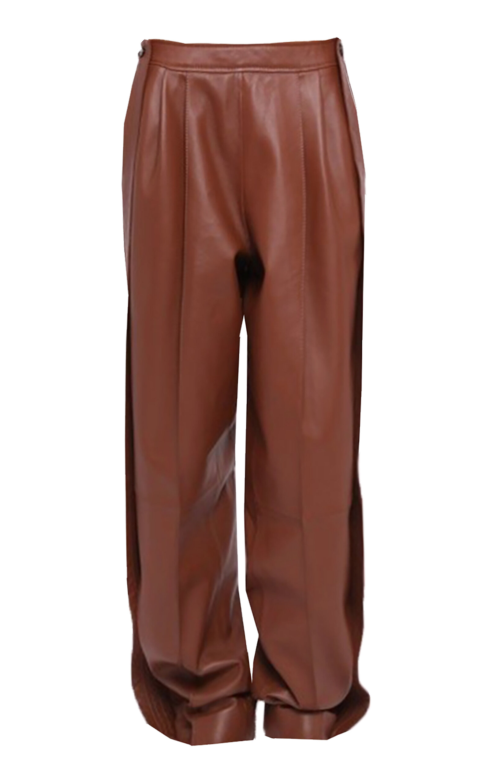 Zimmermann Luna Mid-rise Leather Barrel-leg Pants In Brown