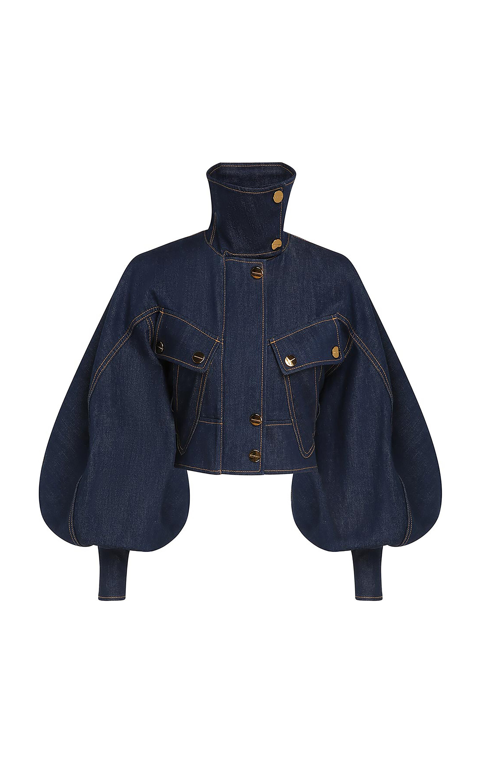 Zimmermann Luna Utility Denim Bomber Jacket In Blue