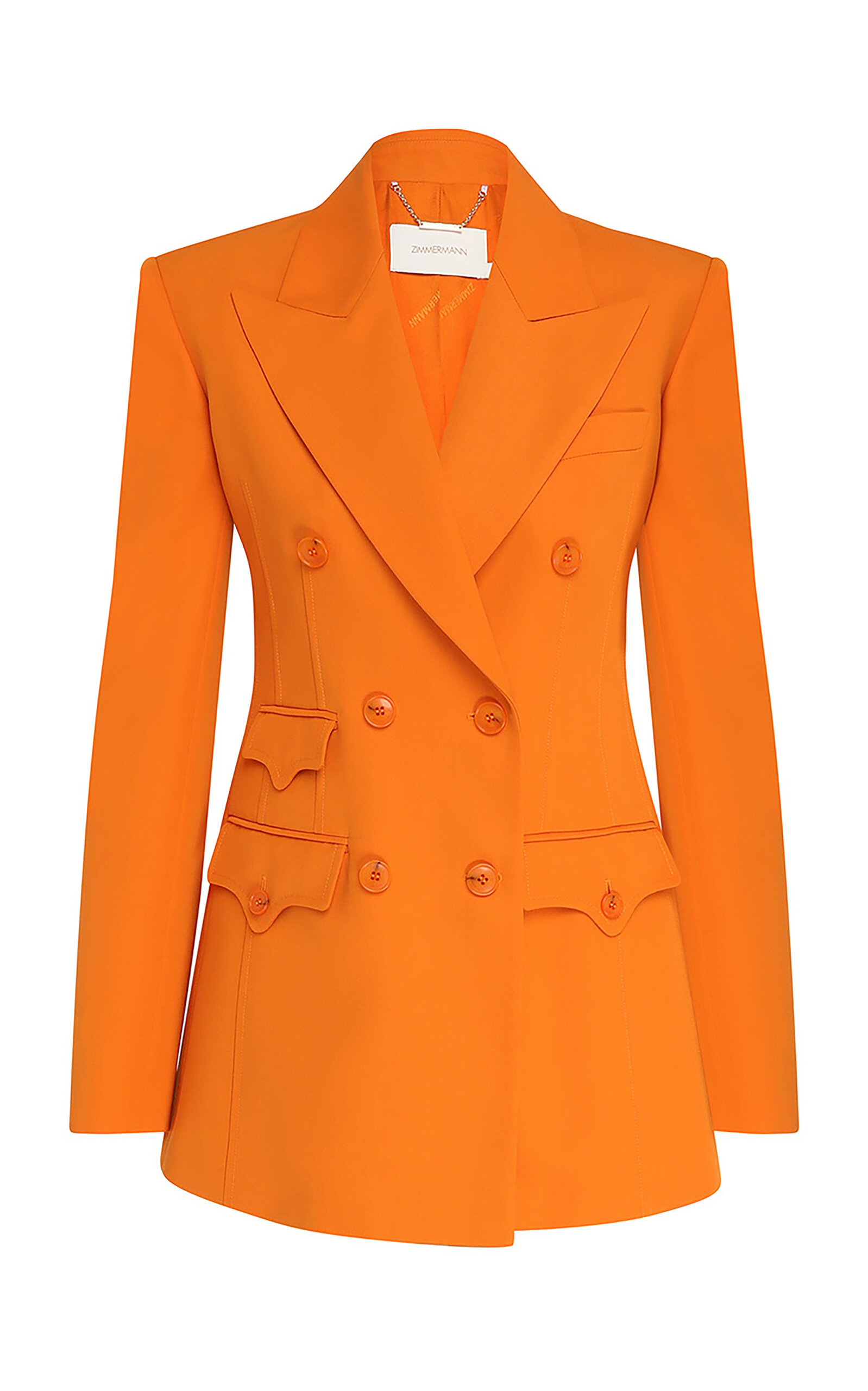Zimmermann Luna Tailored Wool-blend Blazer In Orange
