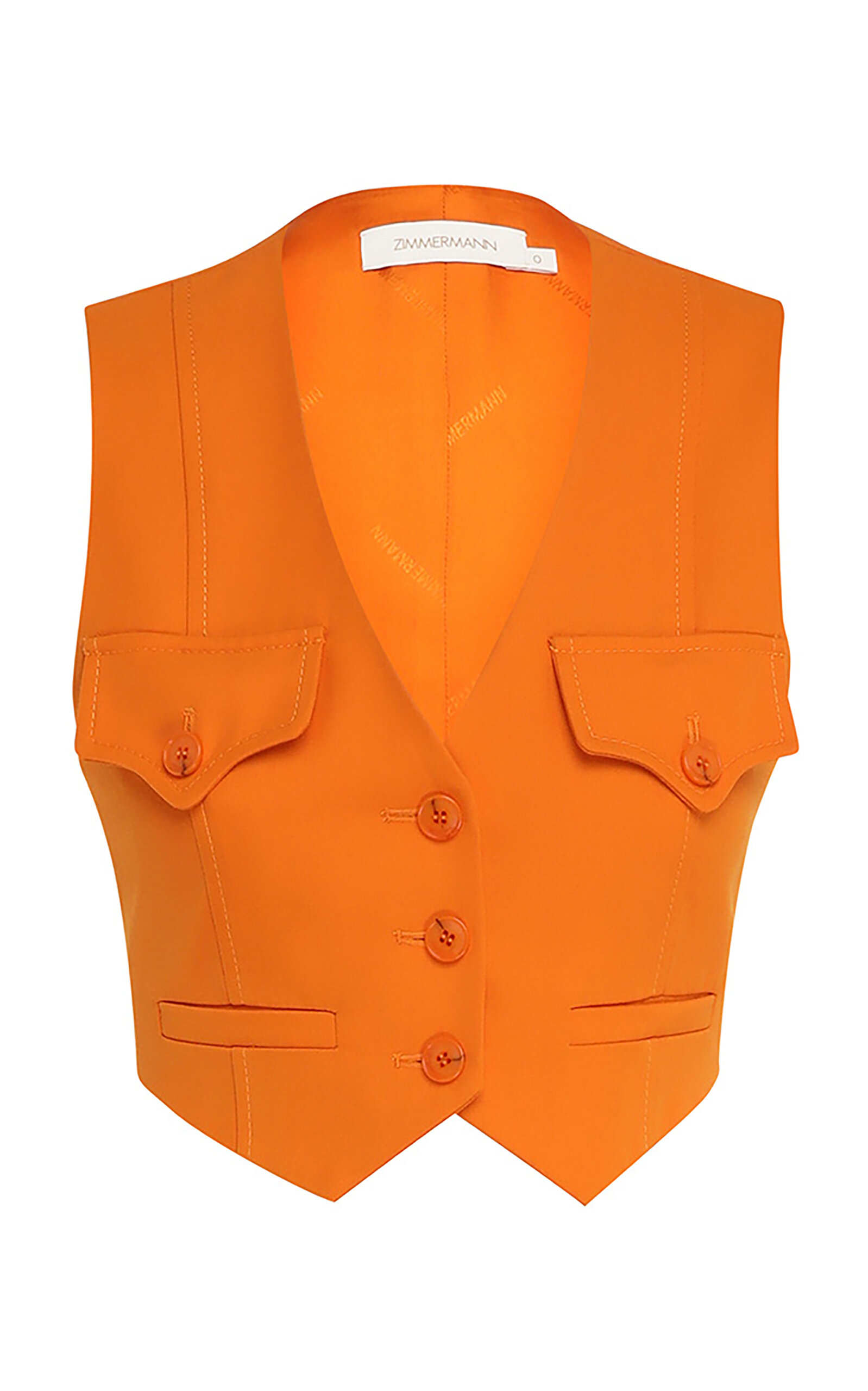 Zimmermann Alchemy Tailored Wool-blend Vest In Orange