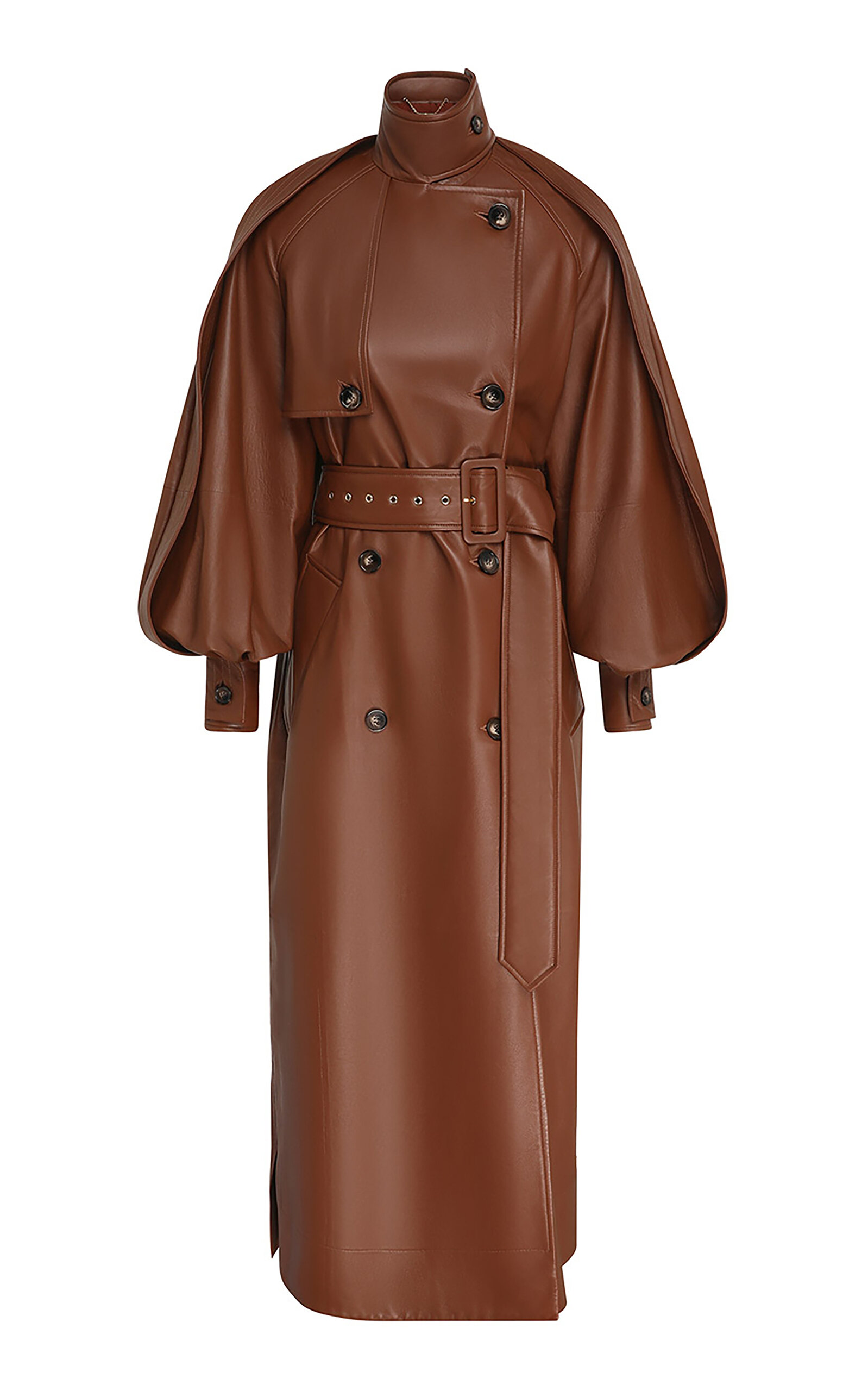 Zimmermann Luna Relaxed Leather Trench Coat In Brown