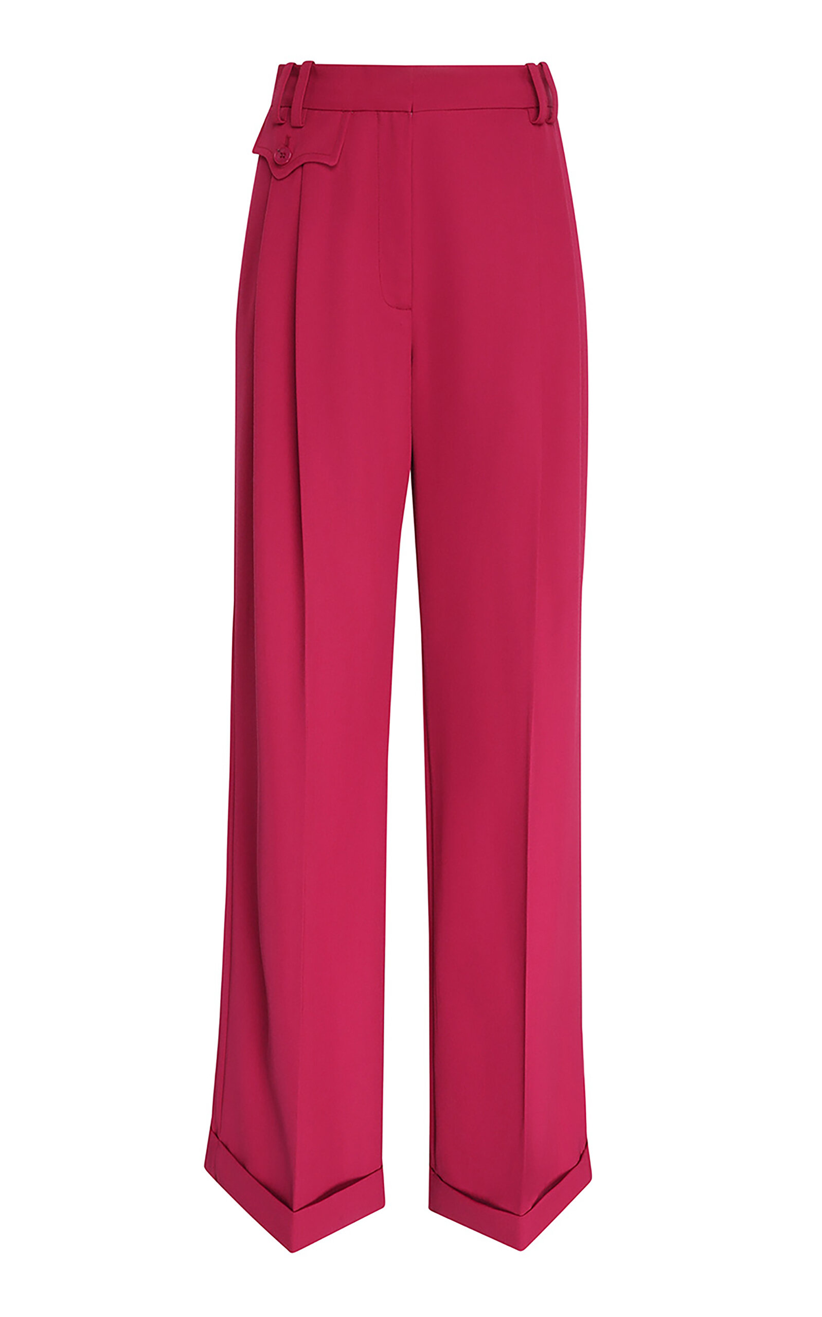 Zimmermann Luna Low-rise Wool-blend Straight-leg Pants In Pink
