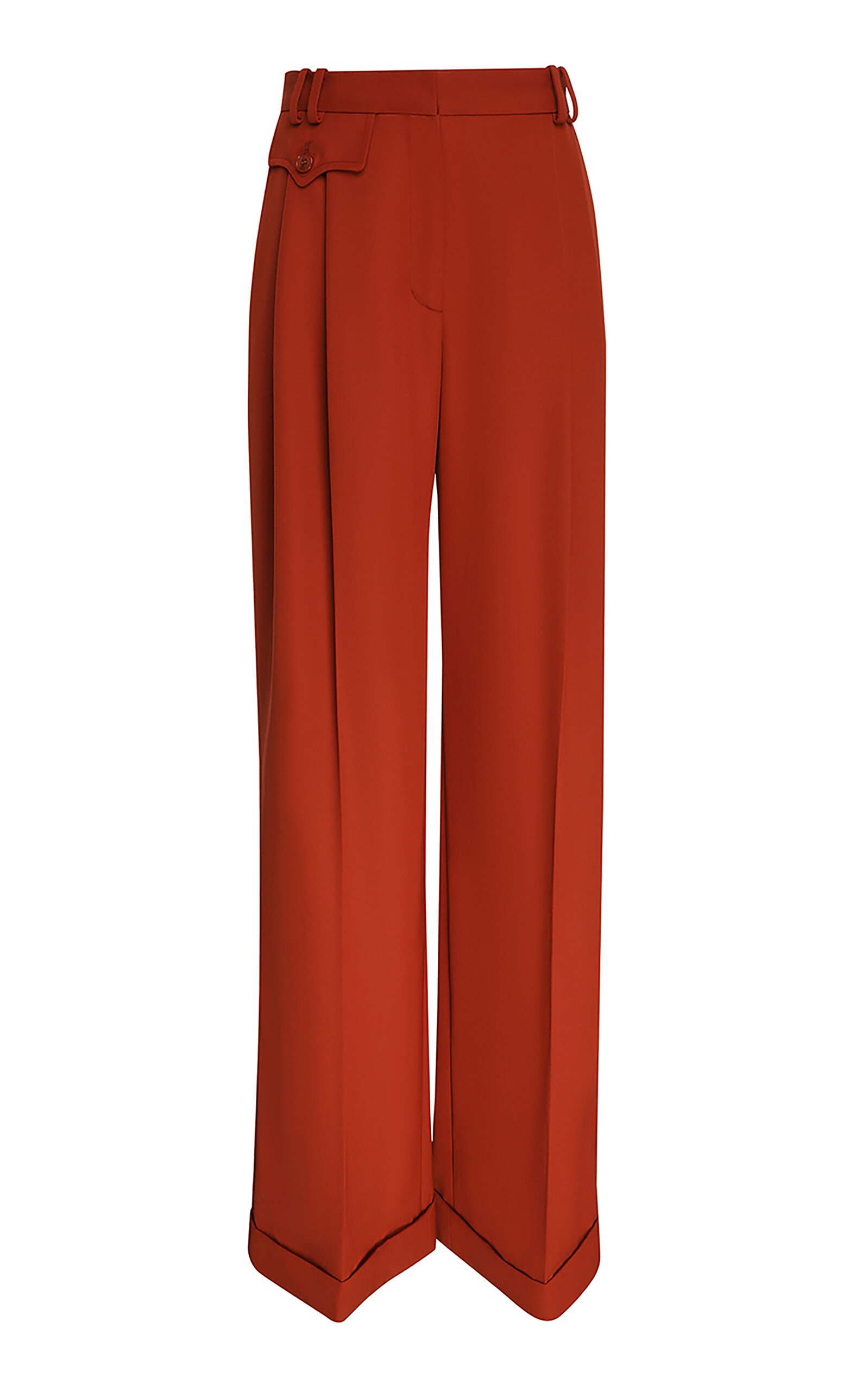 Zimmermann Luna Low-rise Wool-blend Straight-leg Pants In Brown