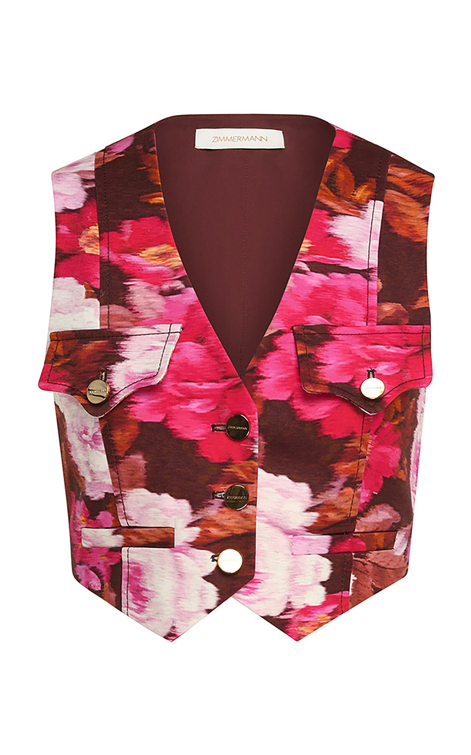 Zimmermann Luna Floral Drill Cotton Vest In Pink