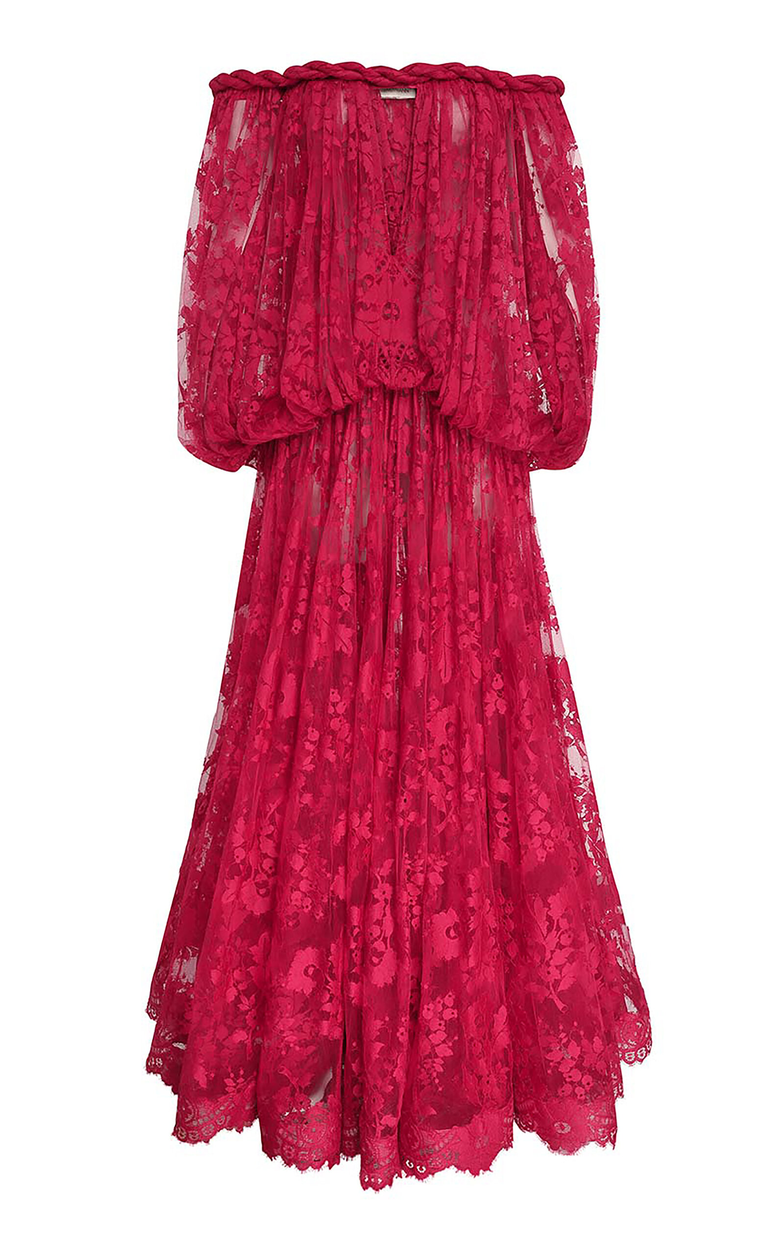 Zimmermann Luna Floral Contton-blend Lace Gown In Pink