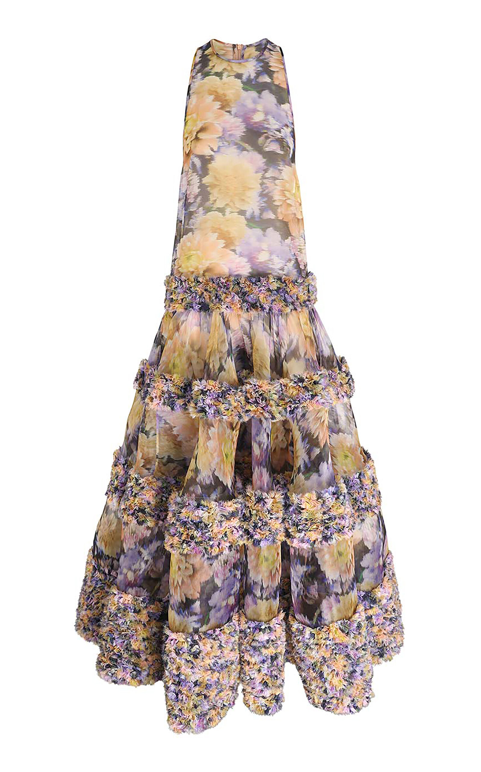 Zimmermann Luna Ruffled Silk Maxi Dress In Multi
