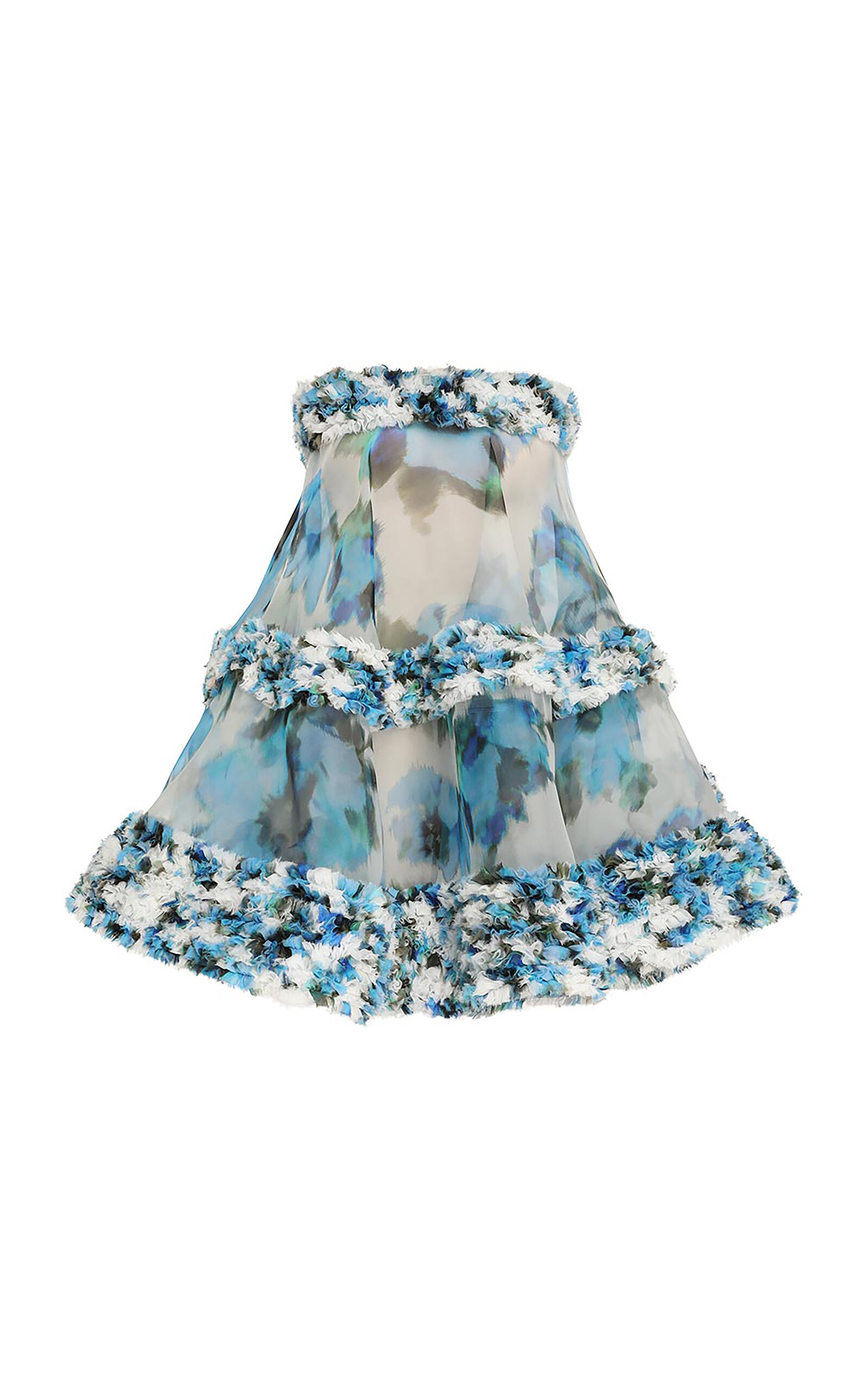 Zimmermann Alchemy Strapless Silk Mini Dress In Blue